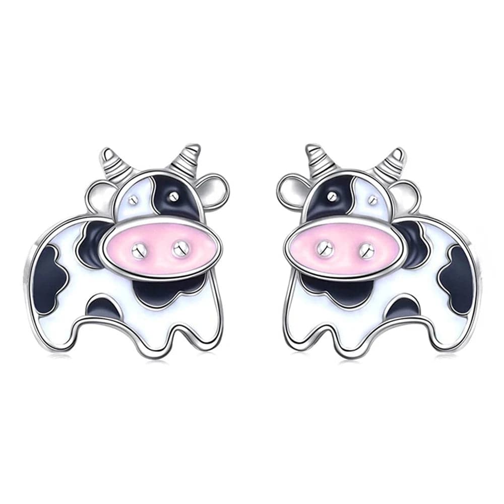 Cow Earrings Black and White Push Back Adorable!、mySite、g9winljtr
