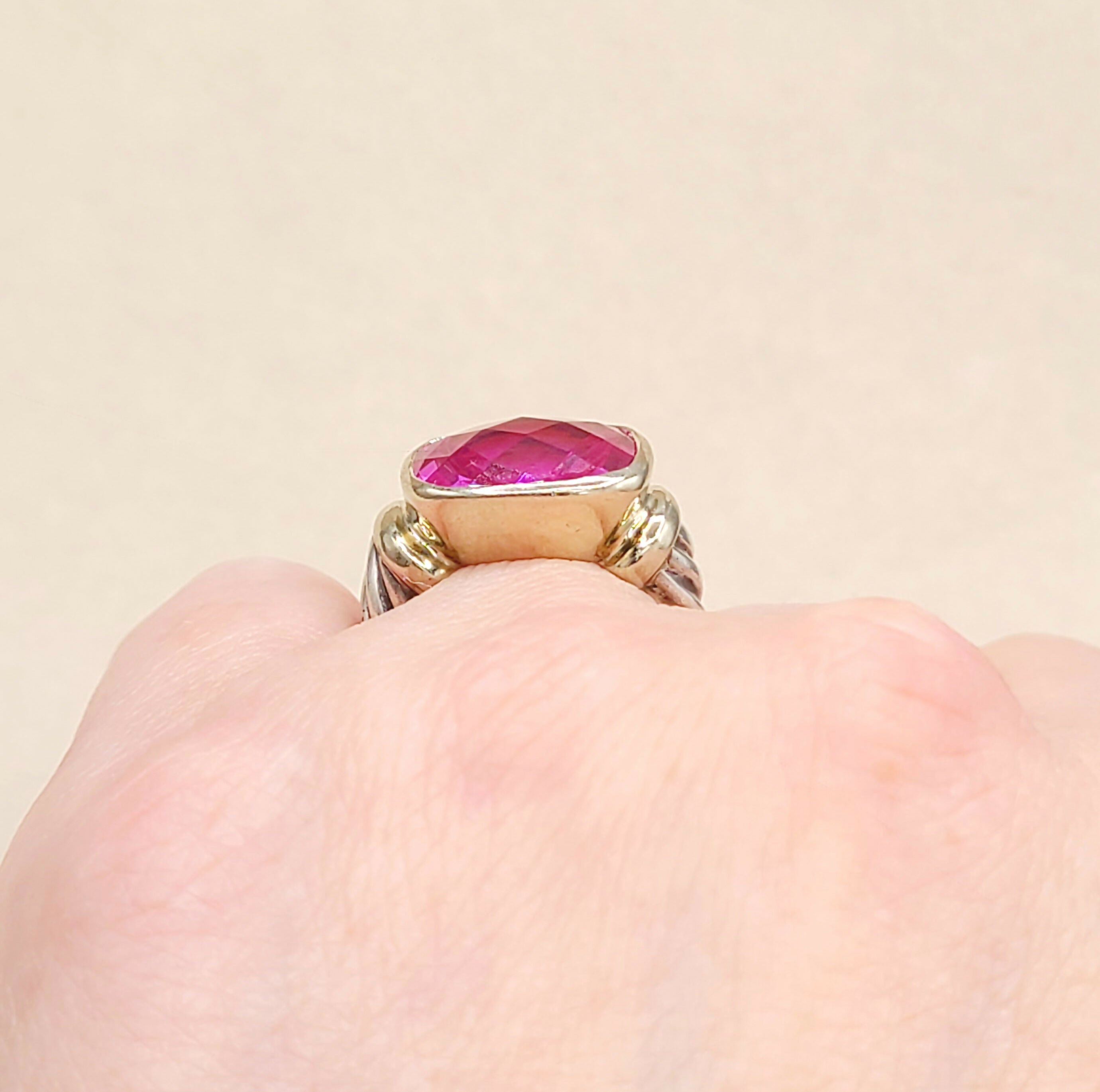 David Yurman Noblesse Ring Pink Tourmaline Silver & 14K Gold、mySite、hinf8tx79