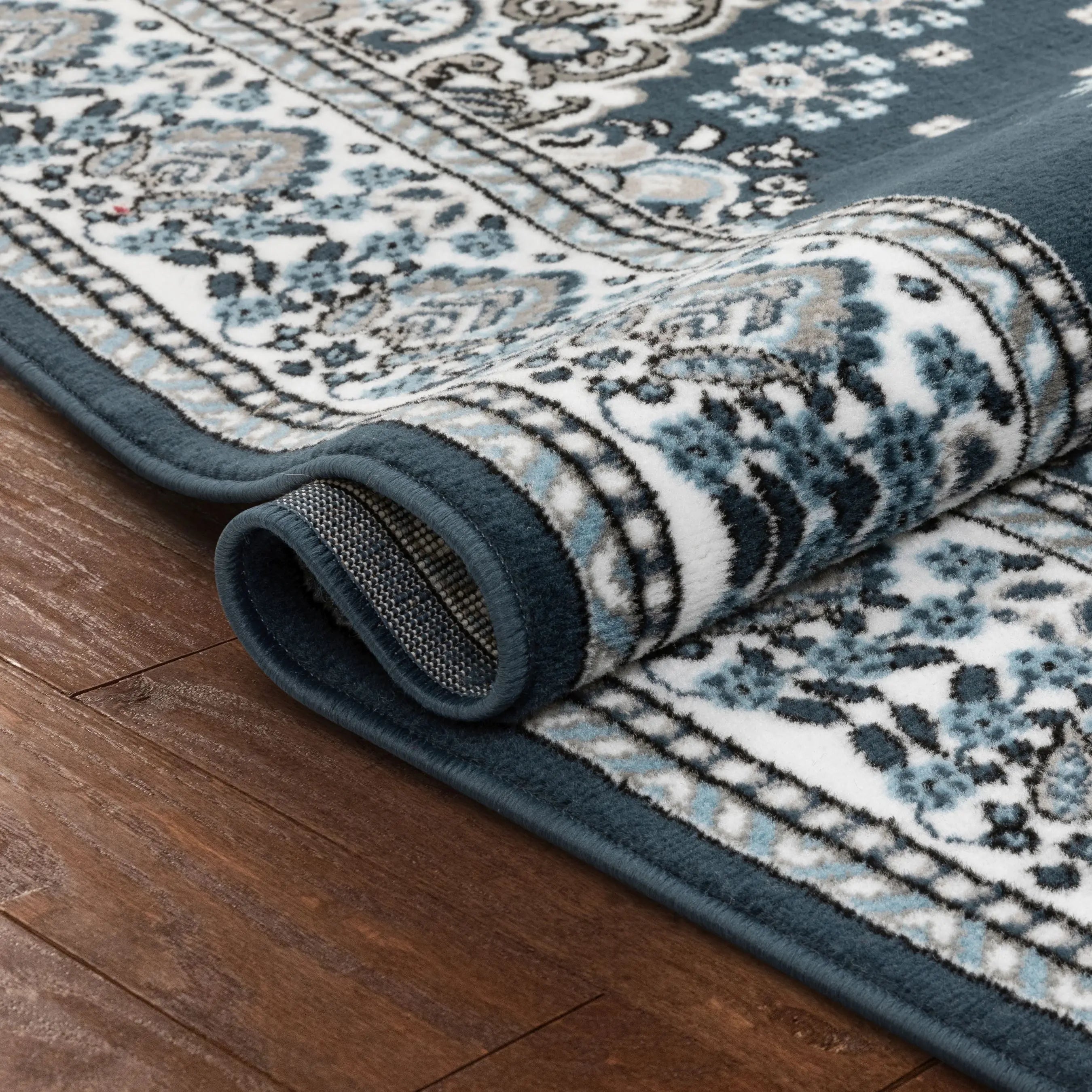 Malika Traditional Medallion Persian Floral Dark Blue 5'3 x 7'3 Rug、mySite、gigharbornorthrealestate
