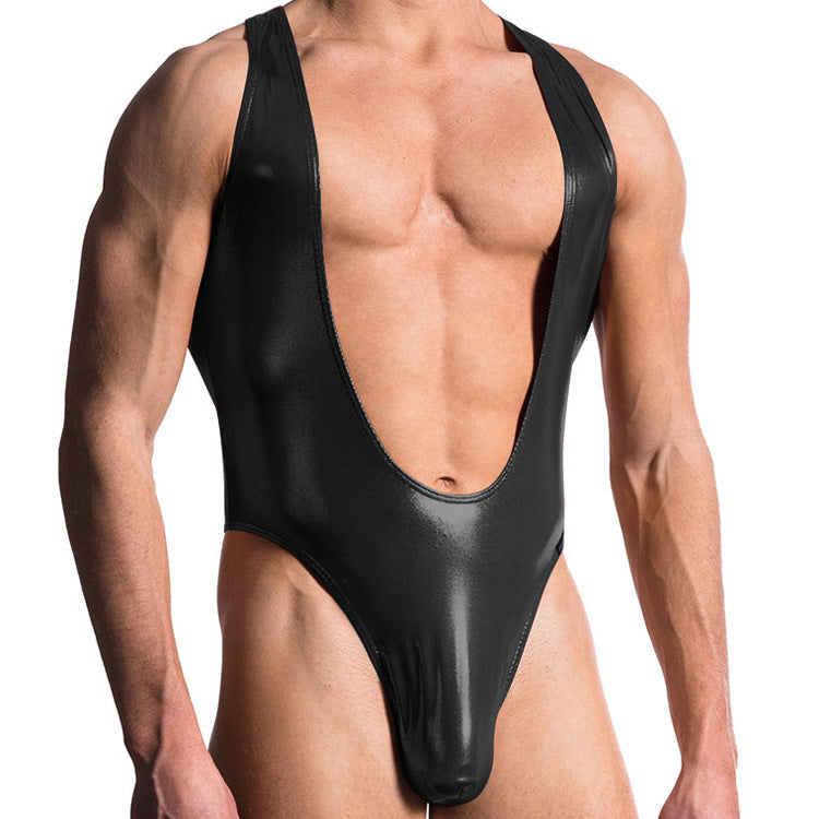 Come Closer Sexy Open Wet look | Body Suit | Stretch | Black | Thong、mySite、bottomscart