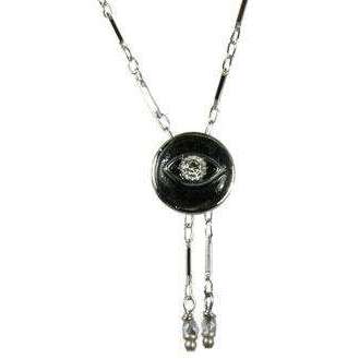 Michal Golan Crystal Stone and Black Evil Eye Round Pendant Necklace With Drop Beads、mySite、topwebapps