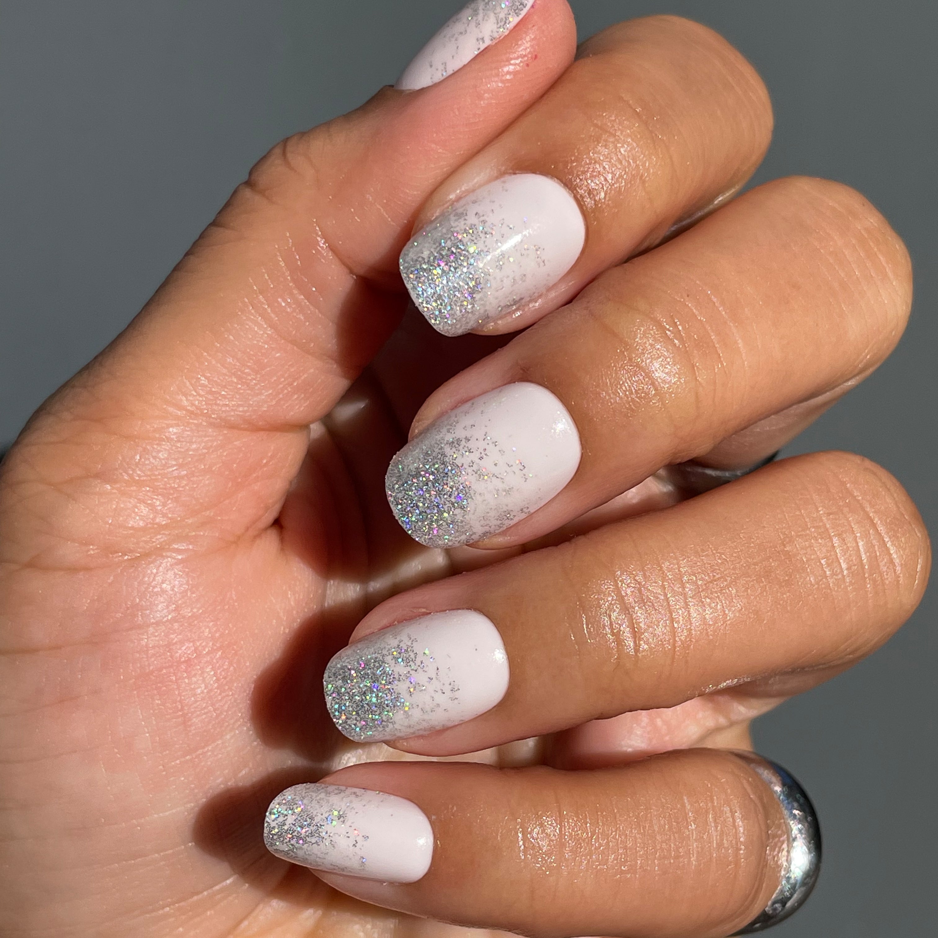 Exclamation Point Glitter Gradient Press-Ons | Squoval | Short、mySite、solidvoid