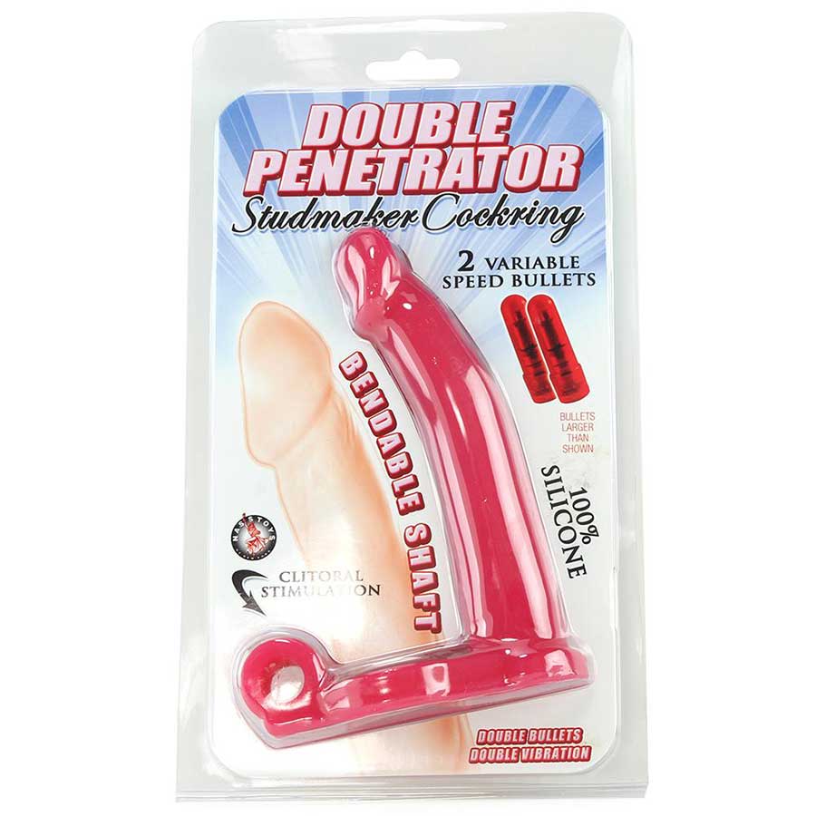 Silicone Double Penetrator Studmaker Vibrating Cock Ring Red by Nass Toys、mySite、bottomscart