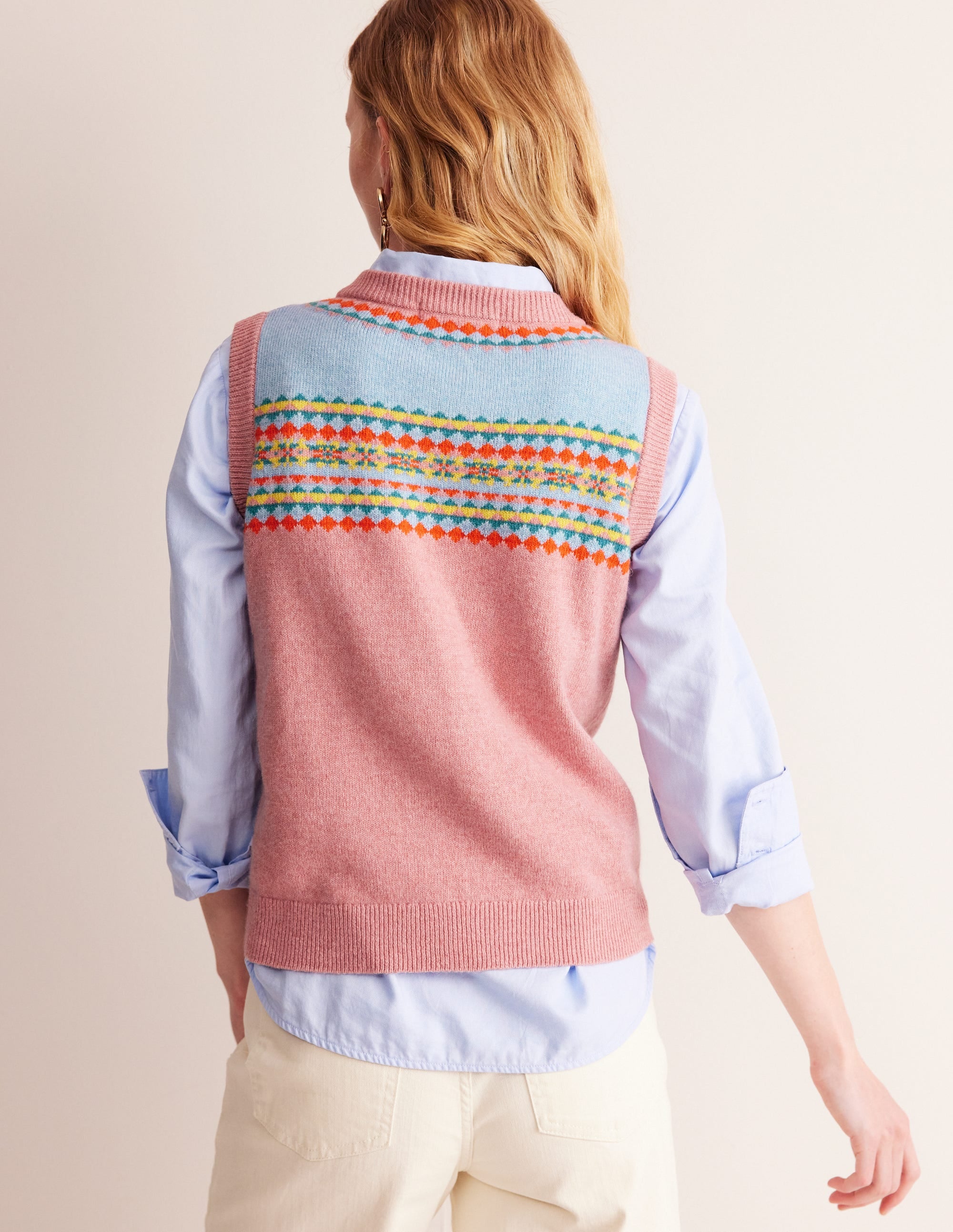  Edie Fair Isle Sweater Vest-Pink Fair Isle、mySite、ashleygrahame