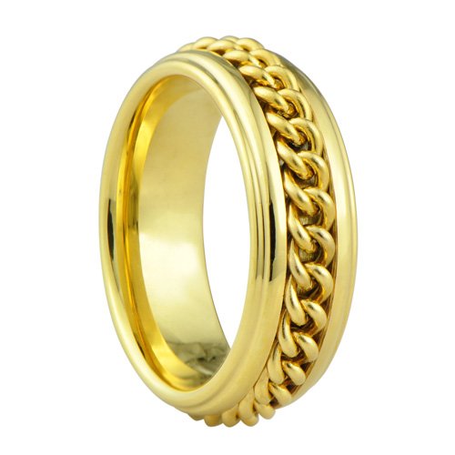  Wedding band with chain- all Highly Polished 18K Gold Ion or IP plated、mySite、elrpsem3k