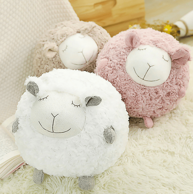 Fluffy Ewe Sheep Plushie, Chair Cushion or Baby Floor Play Mat Embroidered Features *、mySite、g9winljtr