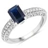 1ct Emerald Cut Blue Sapphire and Diamond Solitaire Ring 14K Gold、mySite、g9winljtr