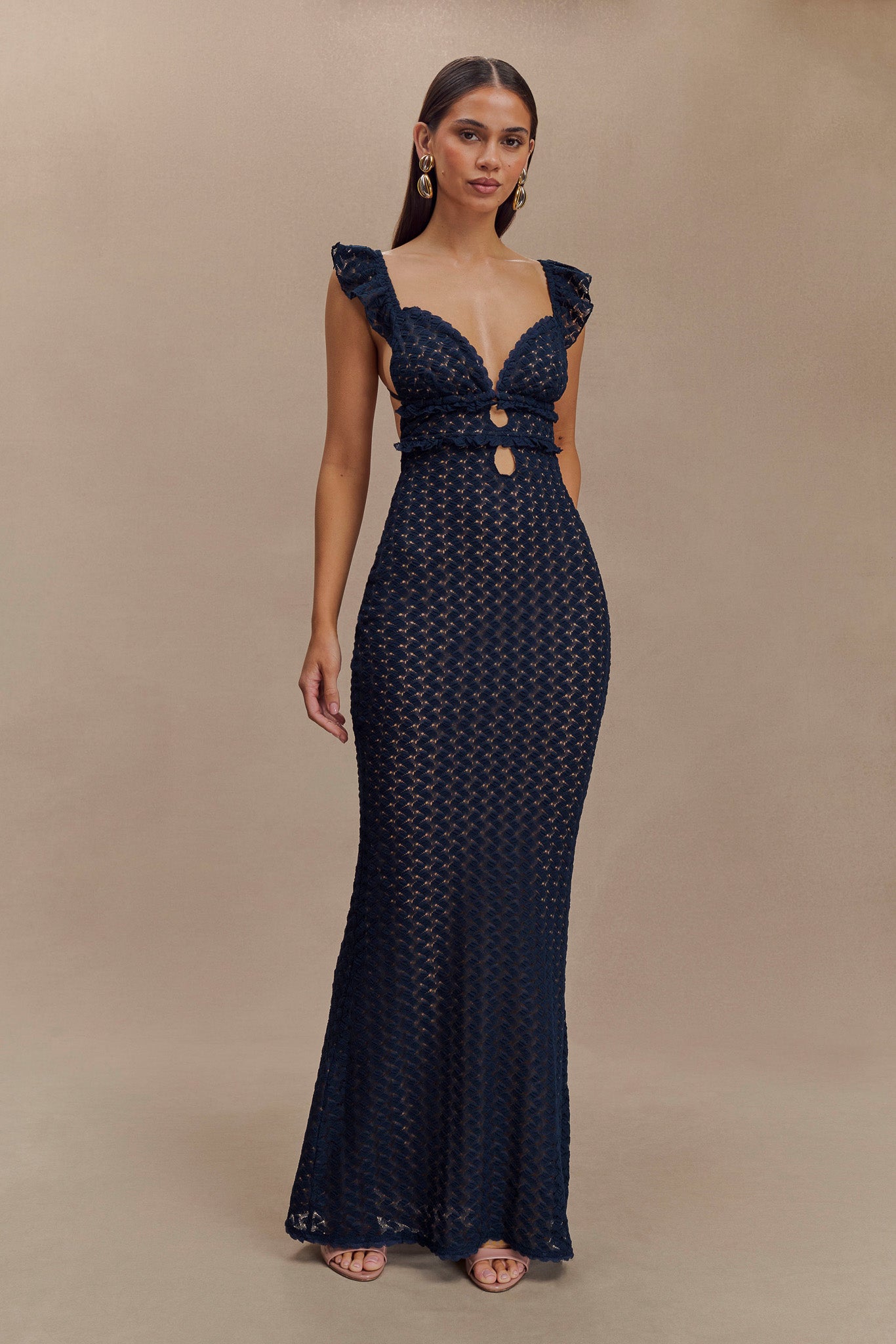 Ezra Lace Maxi Dress - Navy、mySite、solidvoid