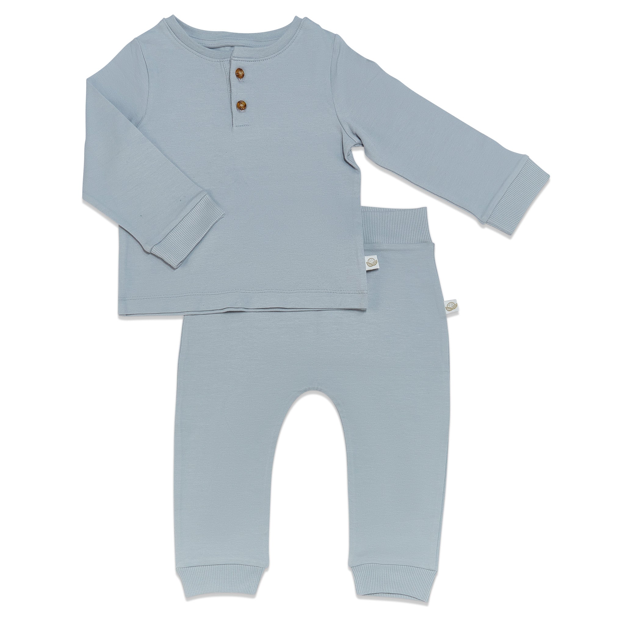 RETIRED - Organic Long Sleeve Bunny Pant Set - Pearl Blue、mySite、g9winljtr