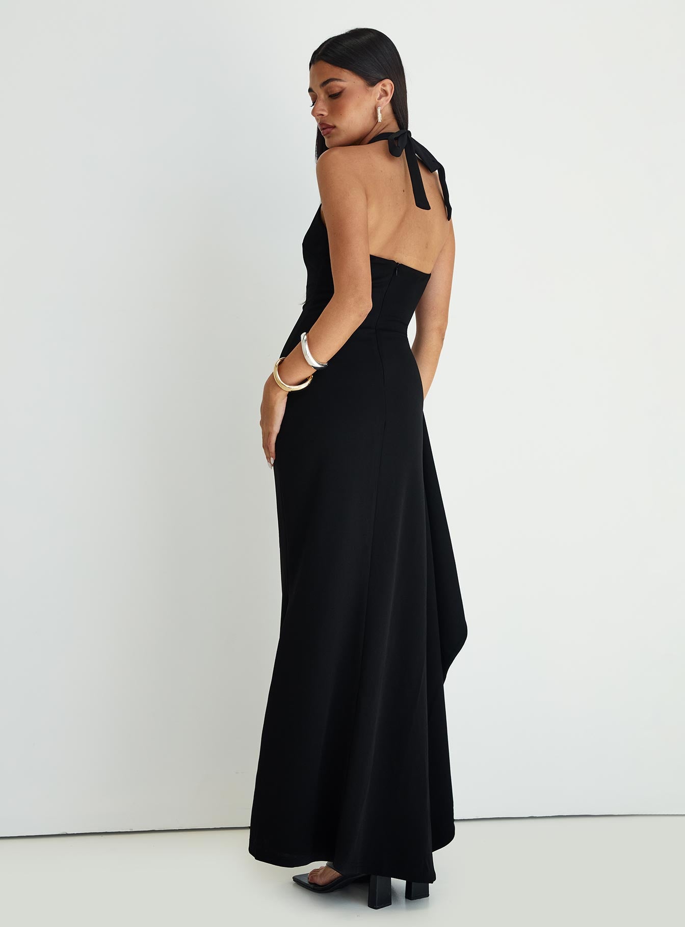 Guisefene Halter Maxi Dress Black、mySite、solidvoid