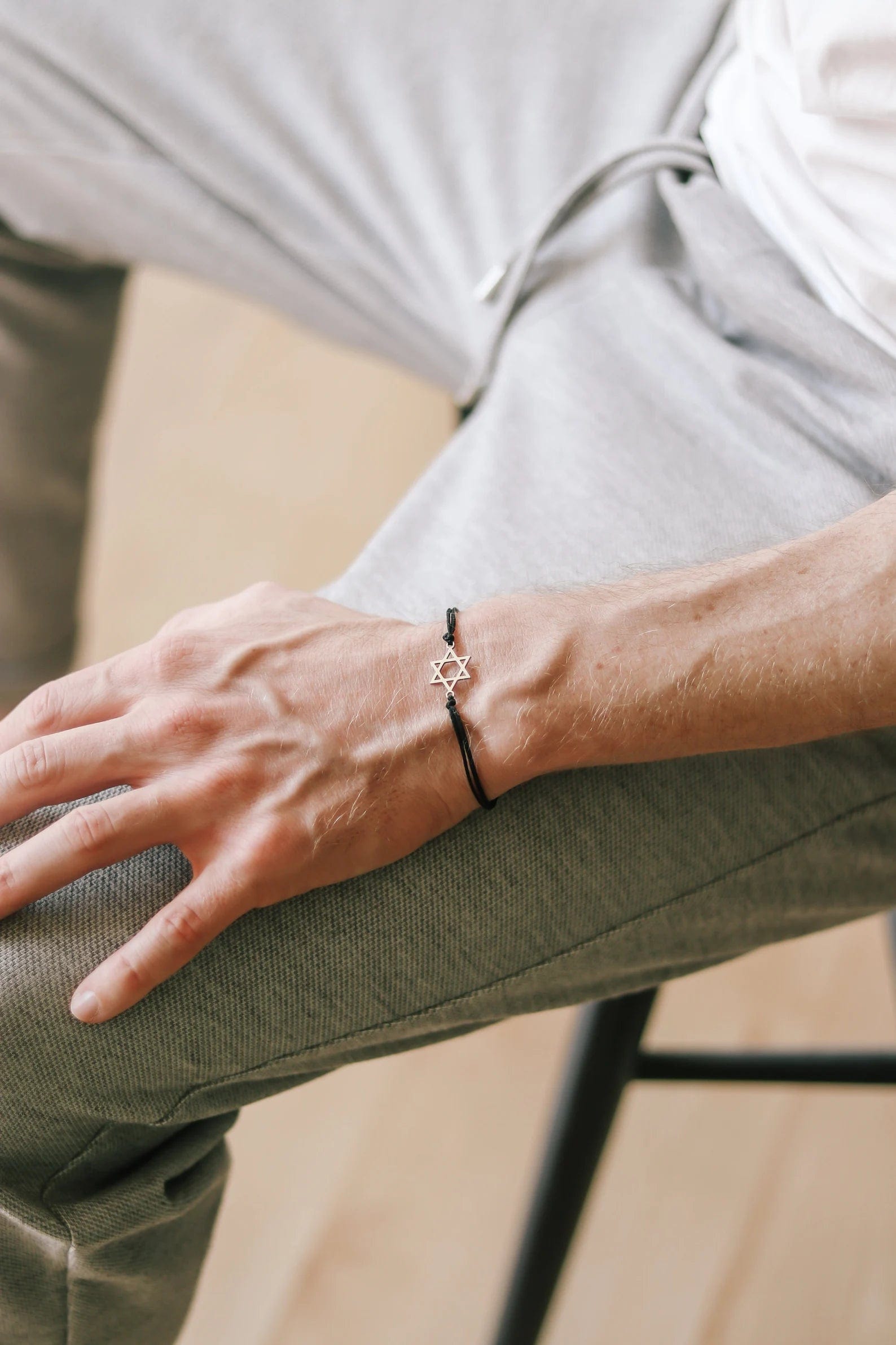 Silver Magen David Bracelet on Black Cord - 7 or 8、mySite、topwebapps