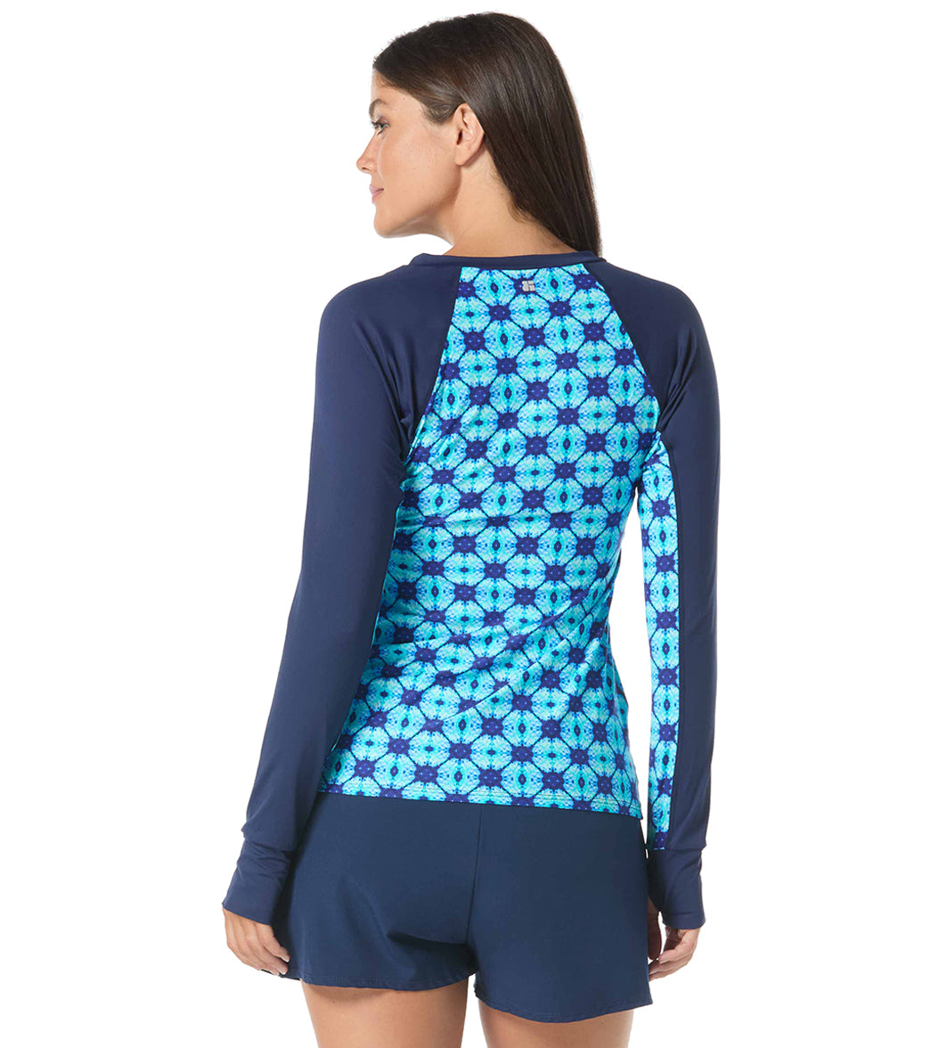 Beach House Women's Tropical Grid Ava Long Sleeve Rash Guard、mySite、noshort