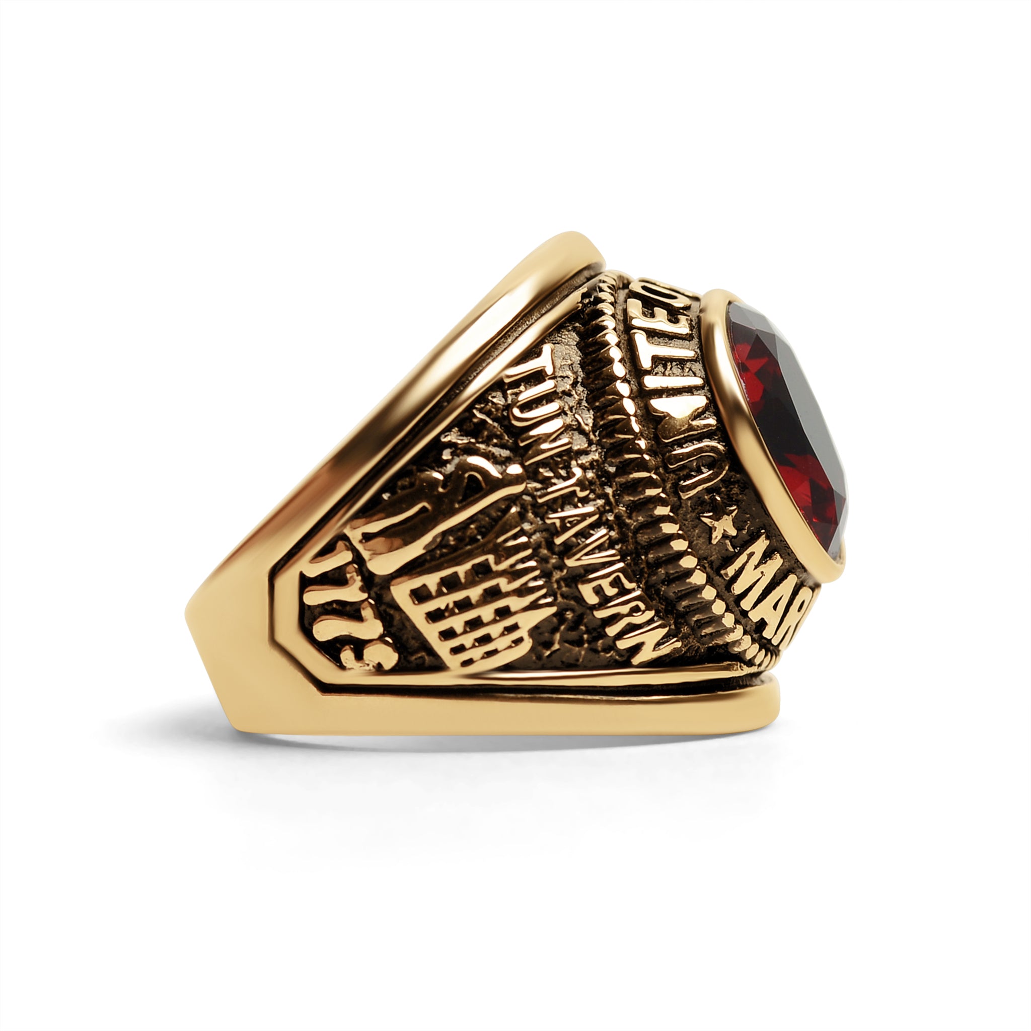 18K Gold PVD Stainless Steel Red Stone United States Marines Ring / MCR6002、mySite、dreamappss