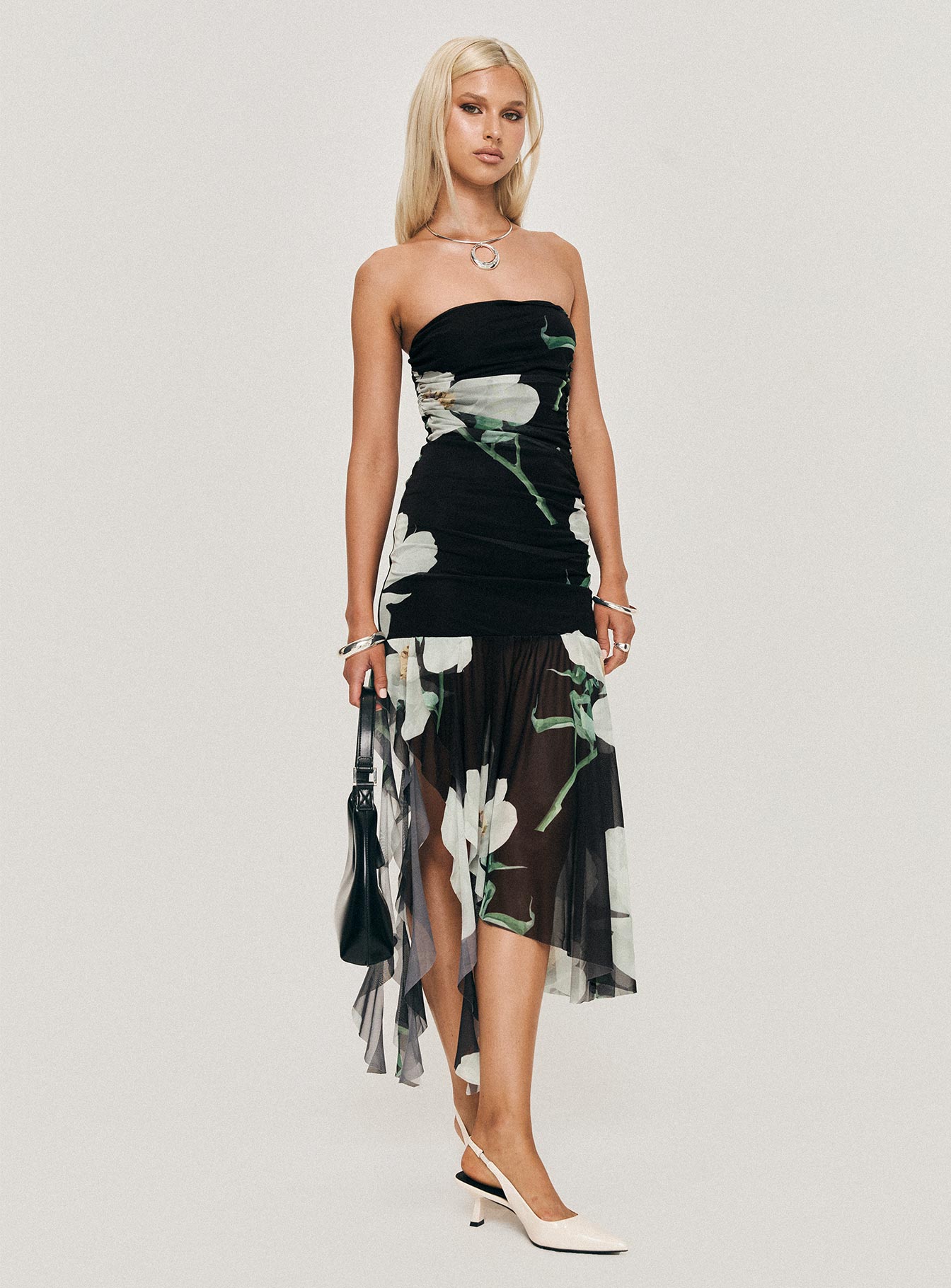 Nektaria Strapless Midi Dress Multi、mySite、solidvoid