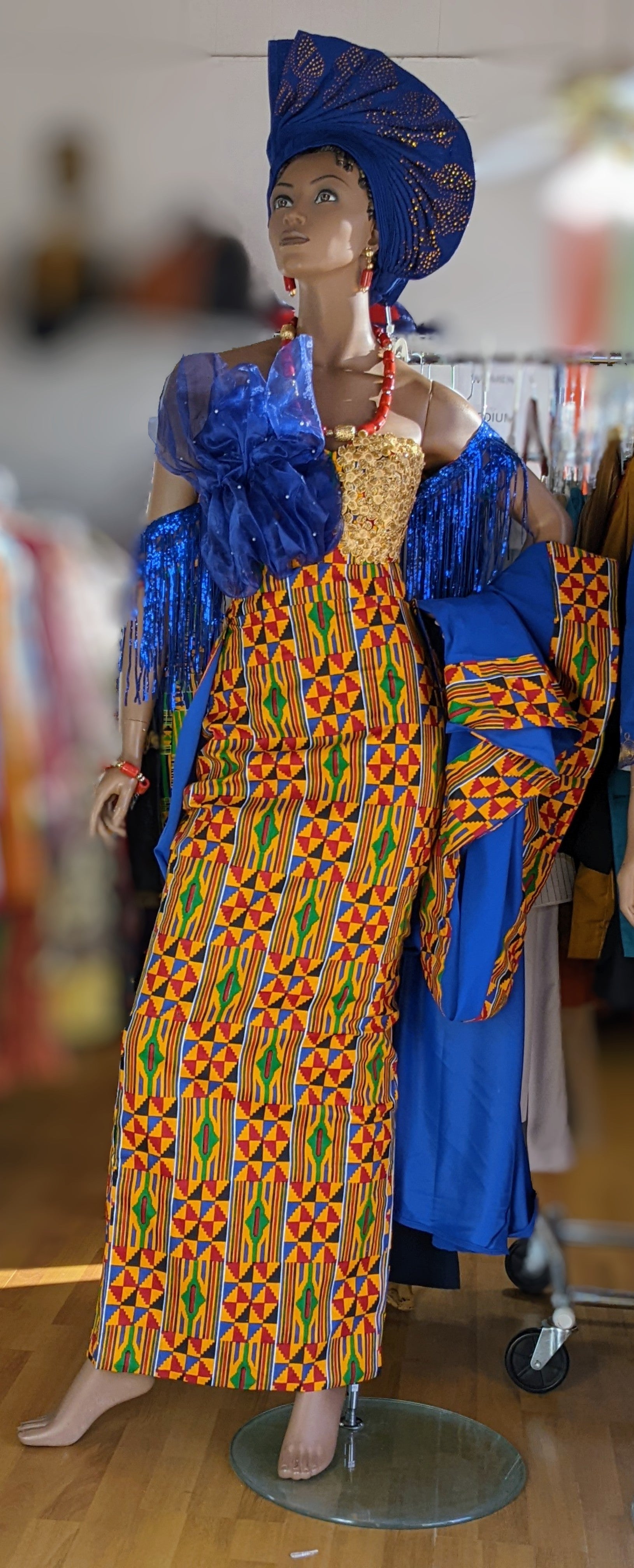 Efia African Dress with detachable train - DPWA321、mySite、solidvoid