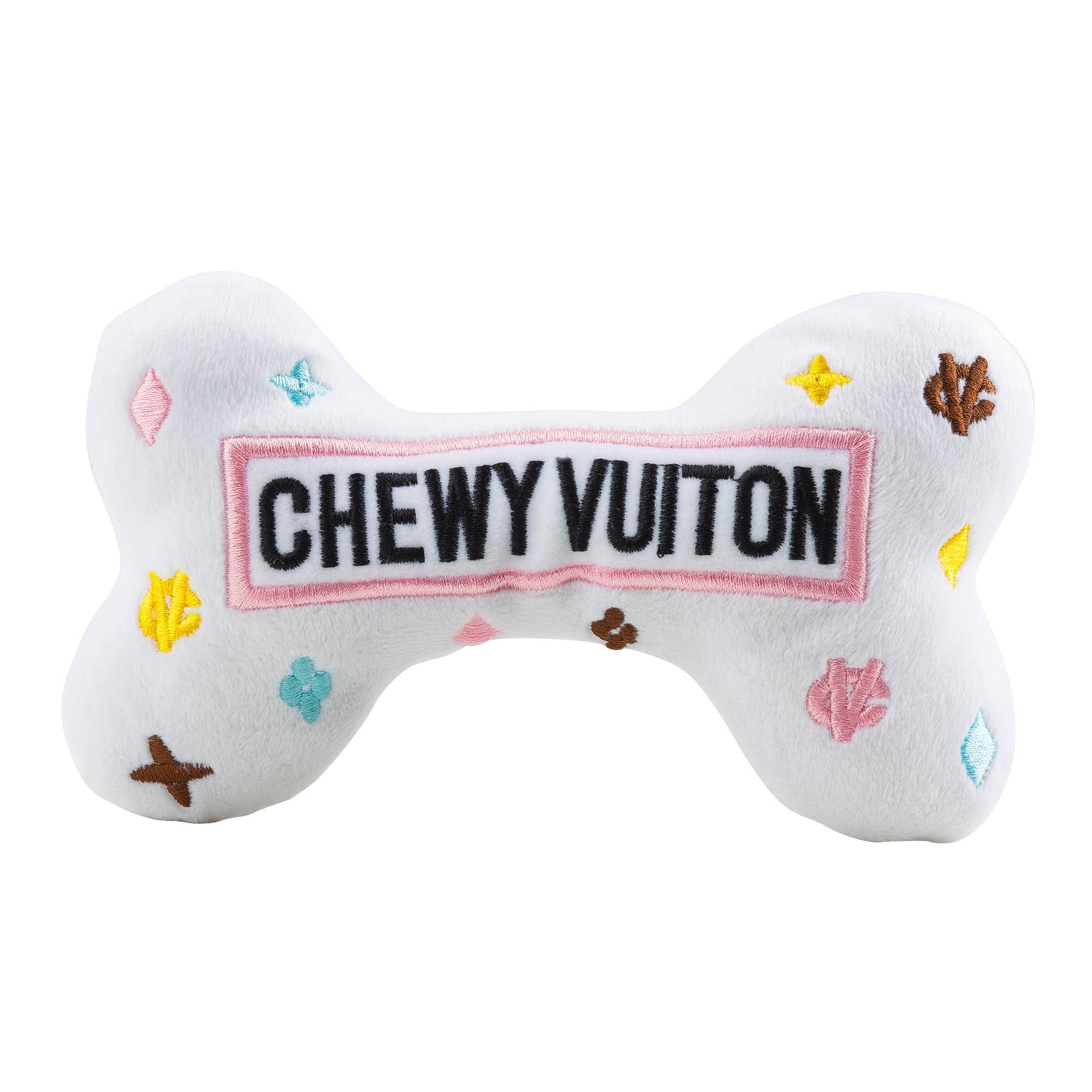 Plush Parody Pet Chew Bone White Chewy Vuiton Bones for Dogs with Speaker Inside、mySite、g9winljtr