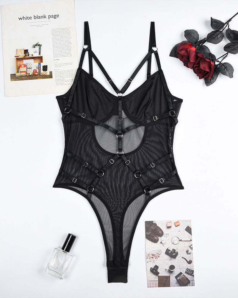Mesh Strappy See-Through Bodysuit、mySite、bengalsvssteelers