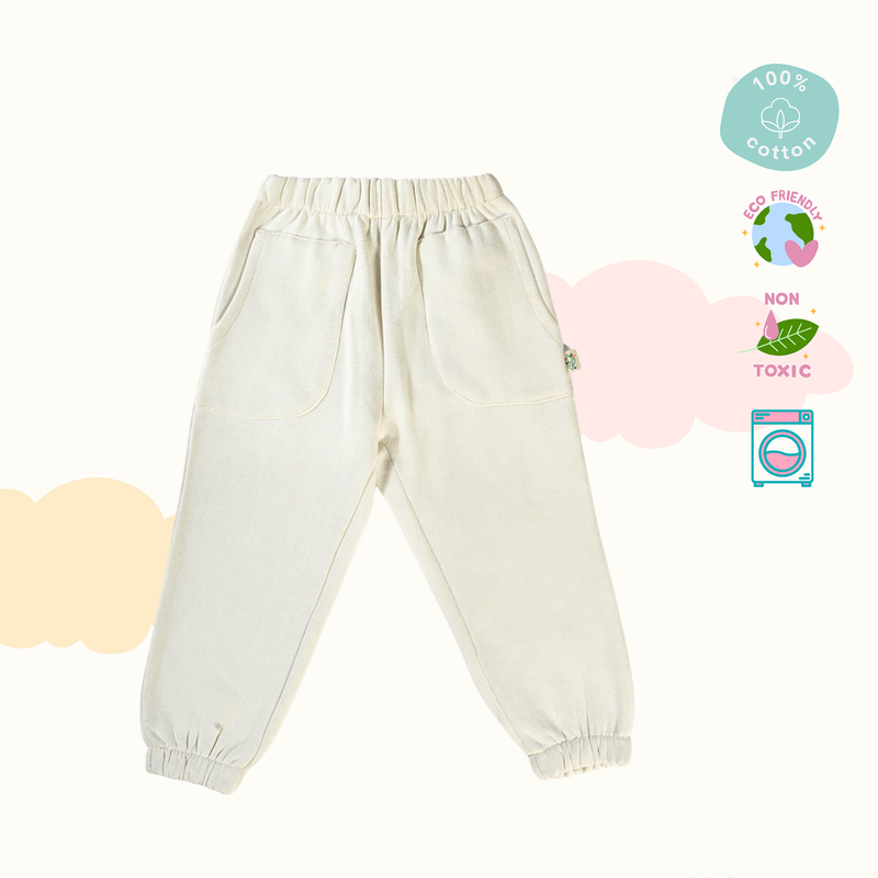 Cotton Terry Sweat Pants | Creme & Blue | Set of 2、mySite、camillekostekn