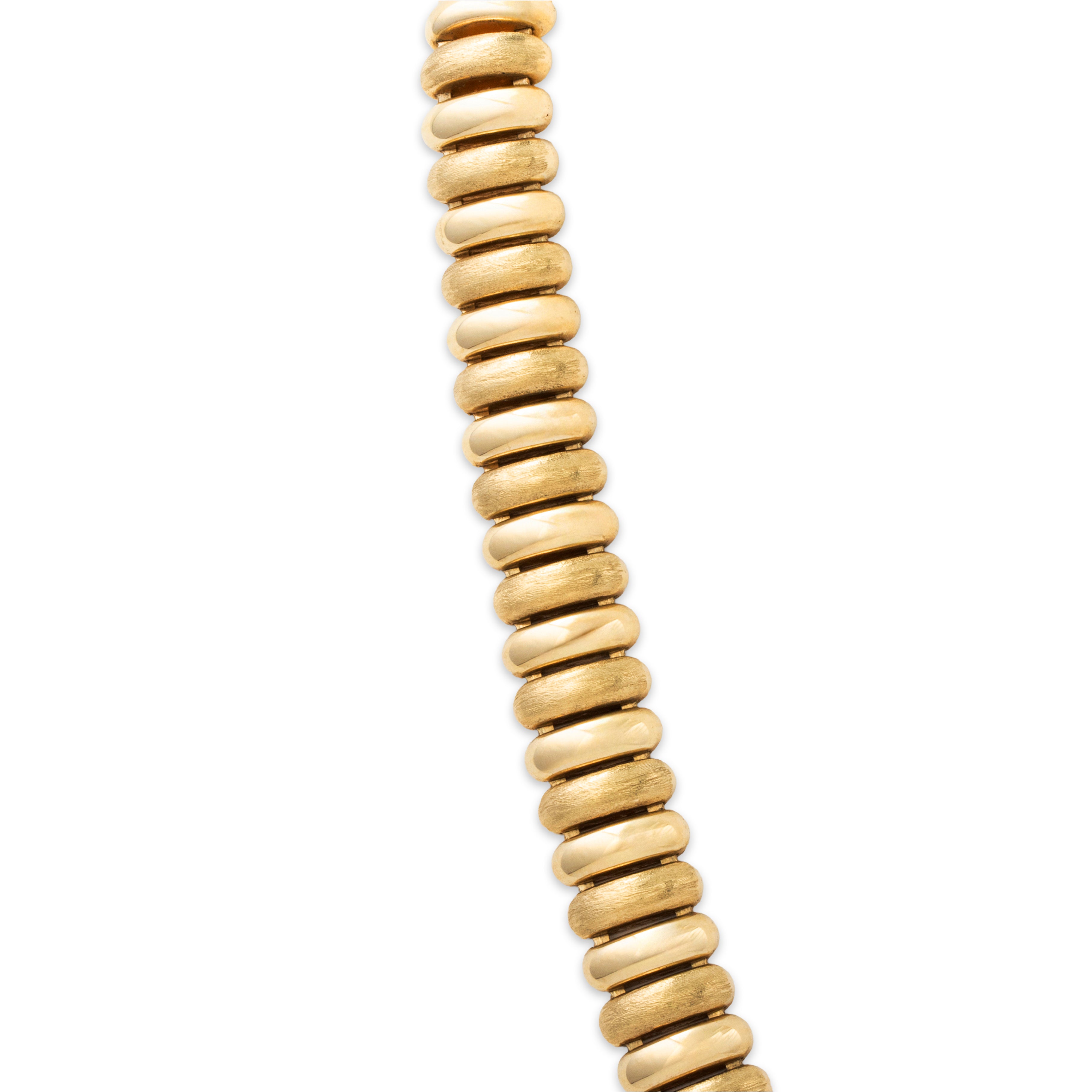 Vintage Italian 14k Yellow Gold Brushed & Polished Statement Necklace 16、mySite、hinf8tx79