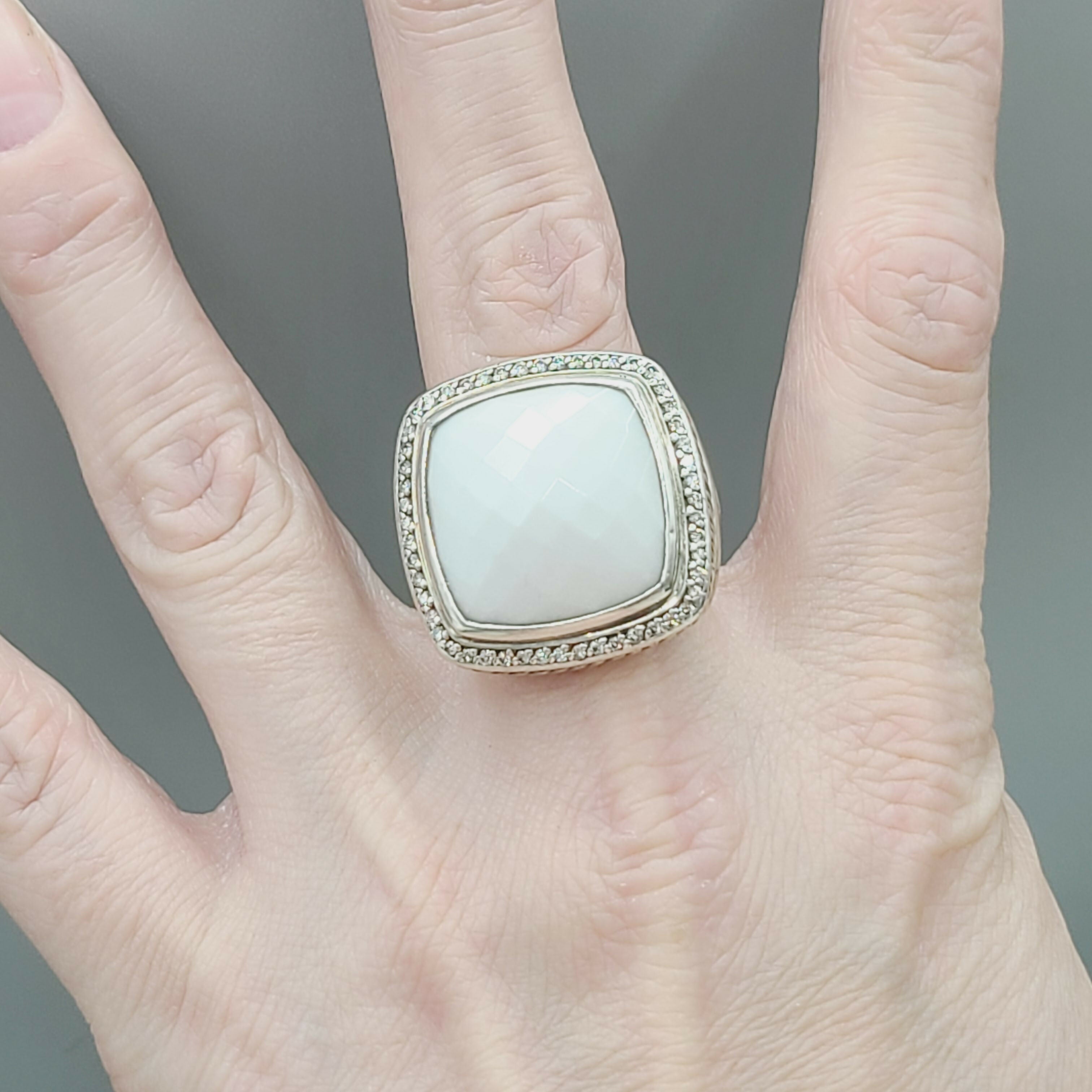 David Yurman Albion 20mm White Agate & Diamond Ring聽、mySite、hinf8tx79