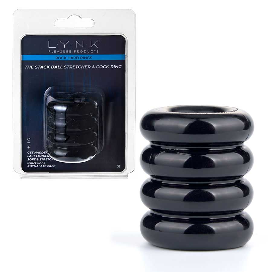 The Stack 2 Inch Ball Stretcher & Cock Ring in Black by Lynk Pleasure、mySite、bottomscart