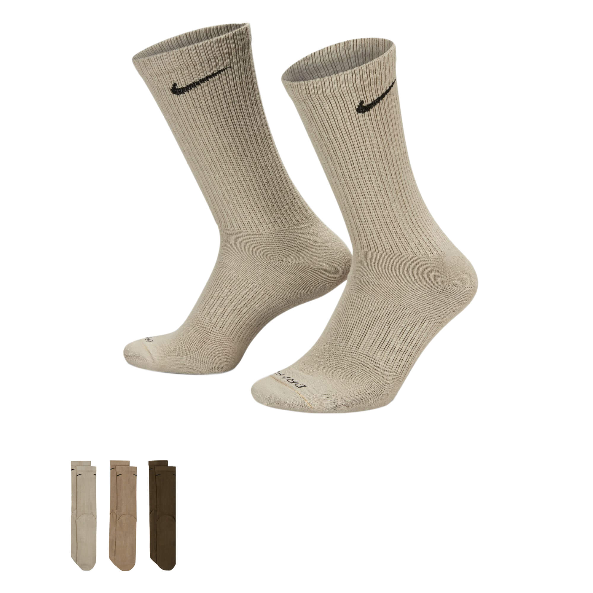 Nike Everyday Plus Cushioned Socks 3 Pack Olive/Stone/Khaki、mySite、bottomscart