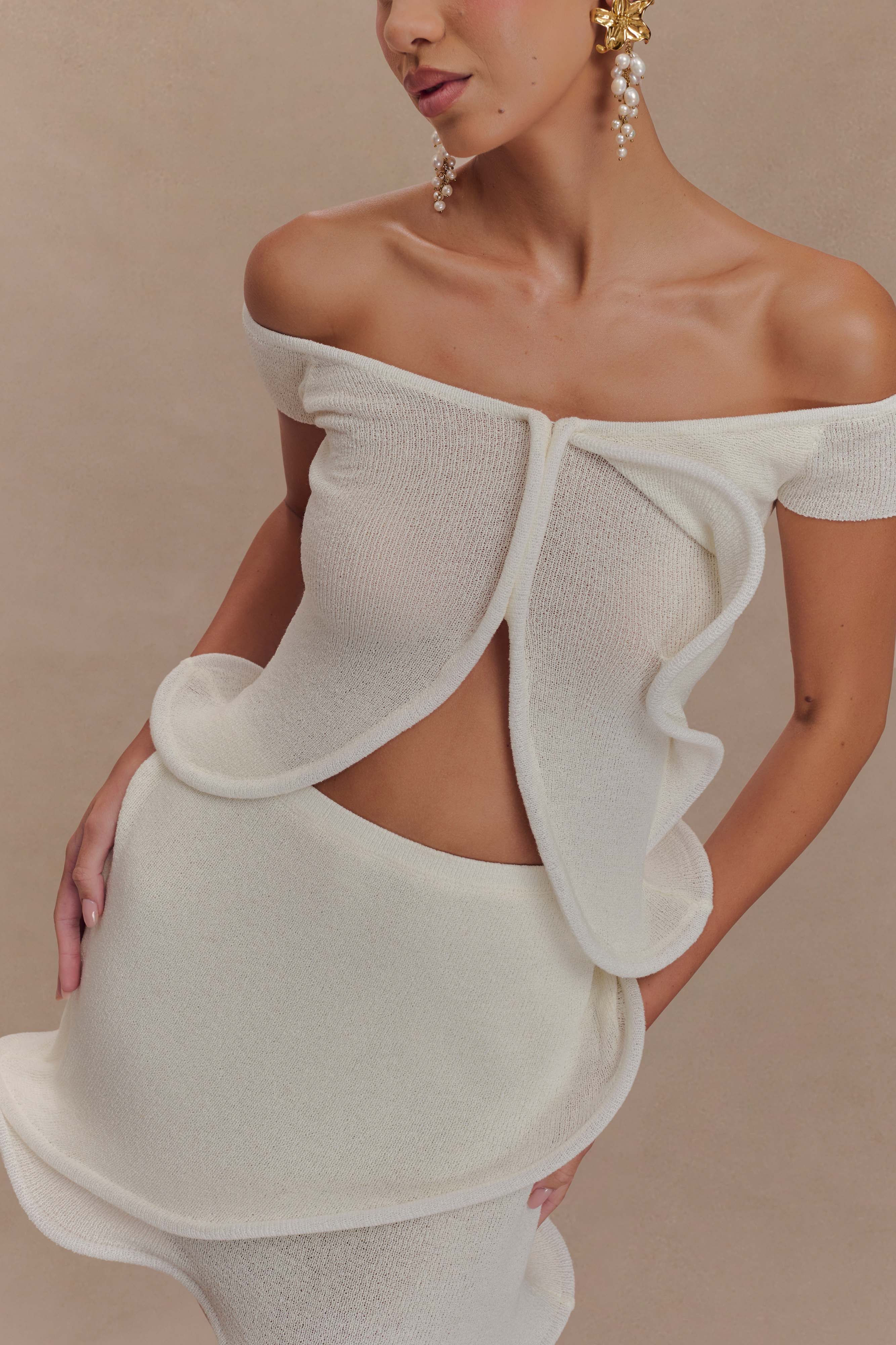 Haisley Knit Mini Skirt - Ivory、mySite、solidvoid