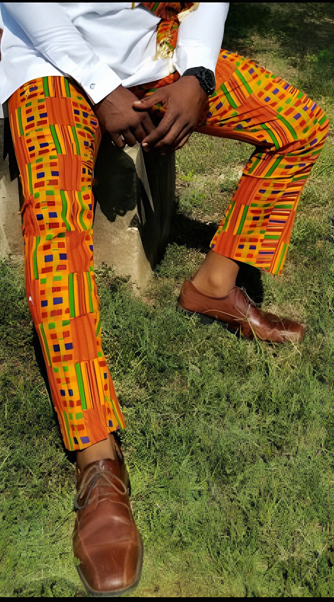 Dupsie's Selasi Kente African Print Slim fit Pants-DP3227MP、mySite、solidvoid