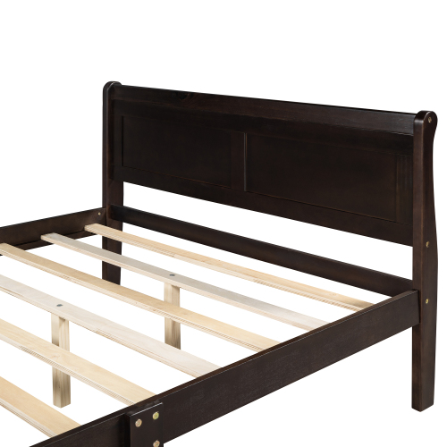 Wood Platform Bed Twin Bed Frame Mattress Foundation Sleigh Bed with Headboard/Footboard/Wood Slat Support、、casual