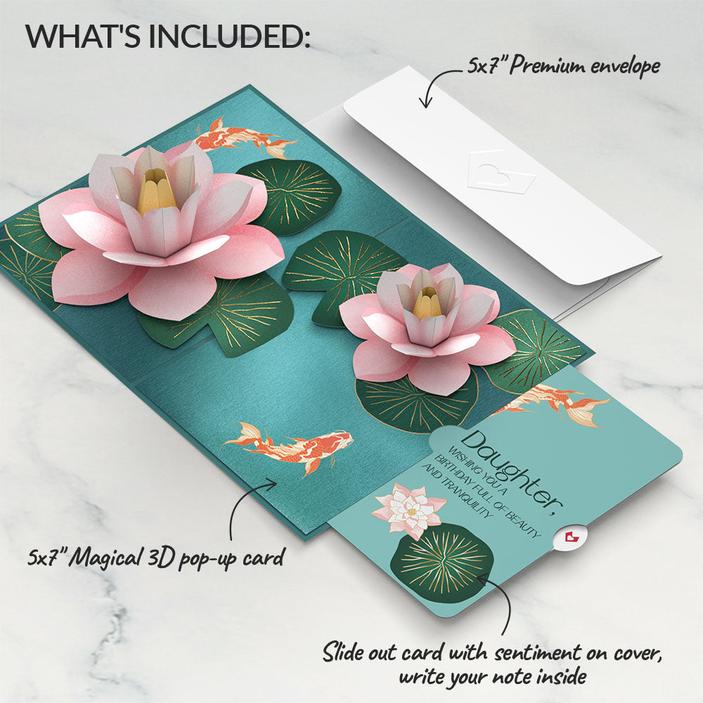 Koi Fish and Lotus Birthday Pop-Up Card and Sentiment Set for Daughter、mySite、solidvoid