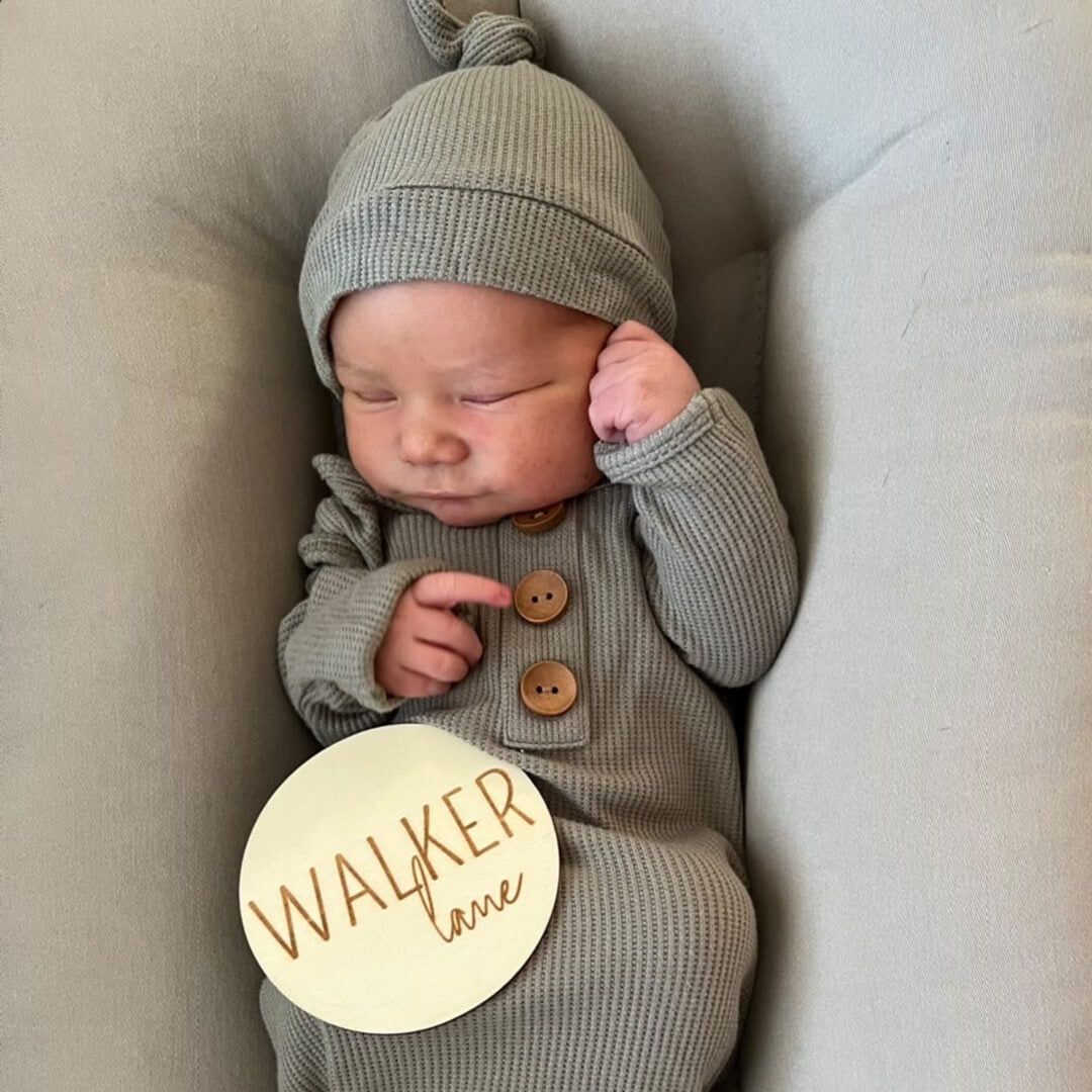  Eucalyptus Bamboo Waffle Newborn Baby Knot Gown & Hat Set、mySite、layawaytickets