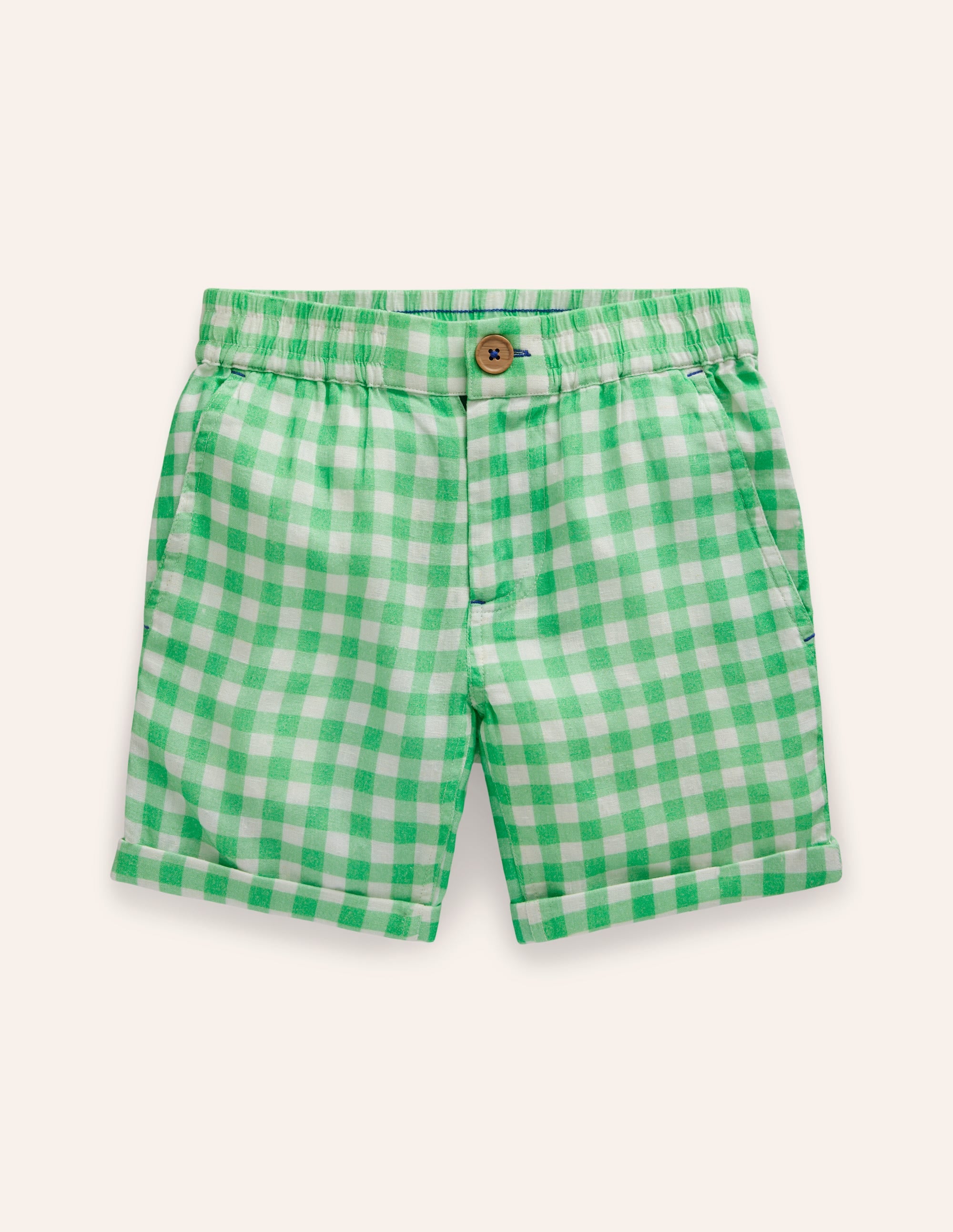 Smart Roll Up Shorts-Pea Green Gingham、mySite、ashleygrahame