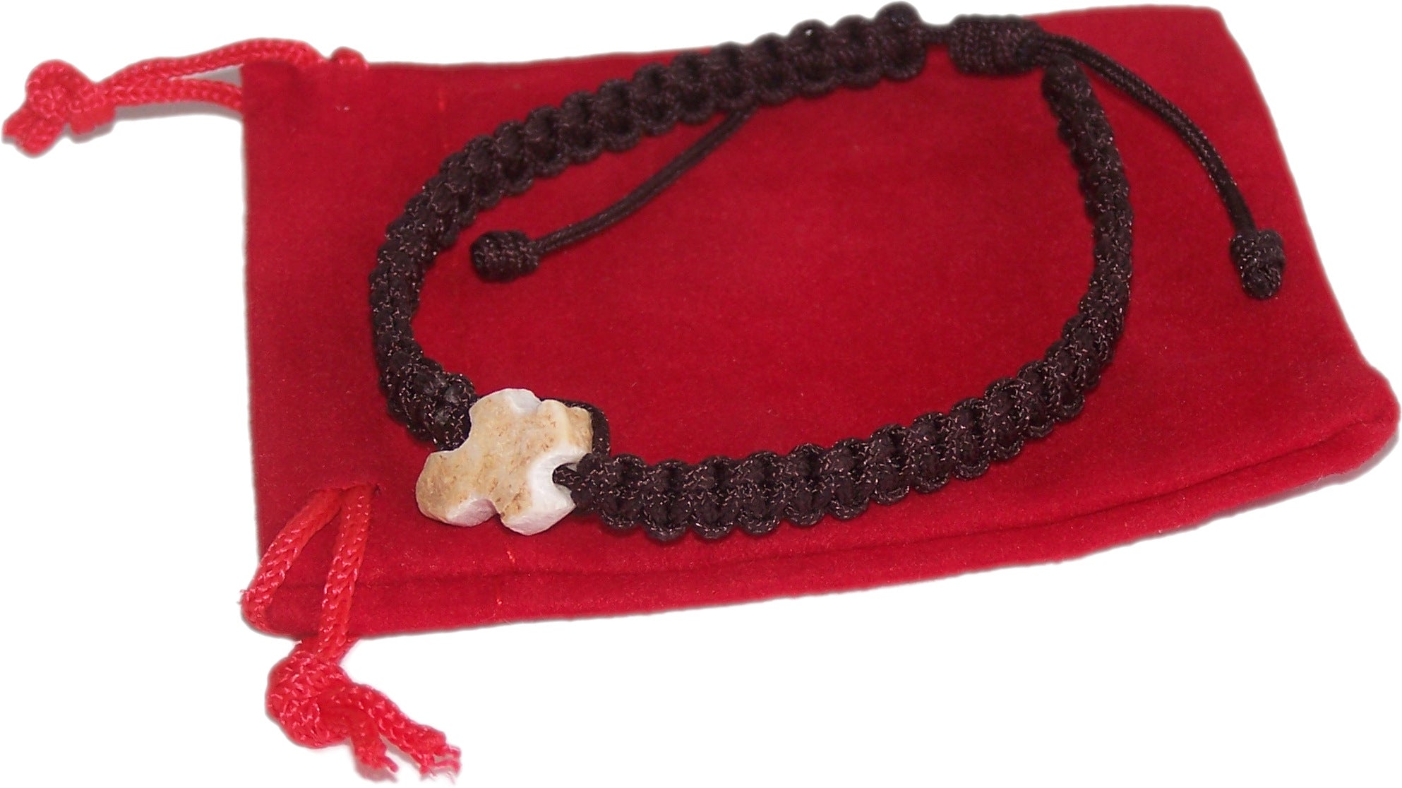 MEDJUGORJE - Bracelet with Stone Cross from Apparation hill stones - Brown、mySite、topwebapps