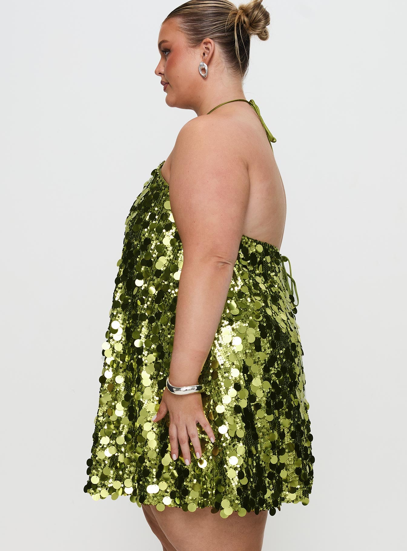 Fluorescents Halter Mini Dress Green Curve、mySite、solidvoid