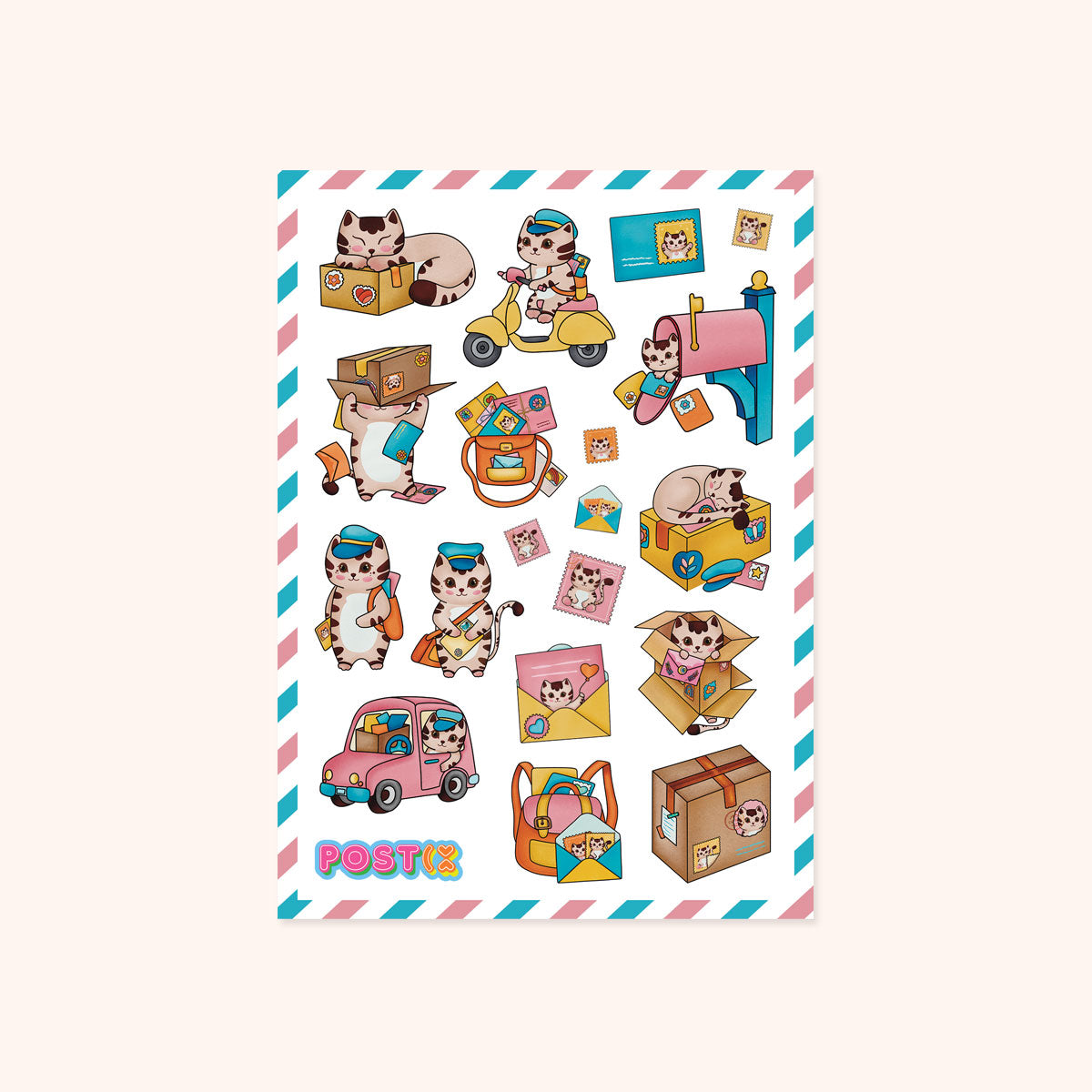  Kitten Courier A6 Sticker Sheet、mySite、ghnorth
