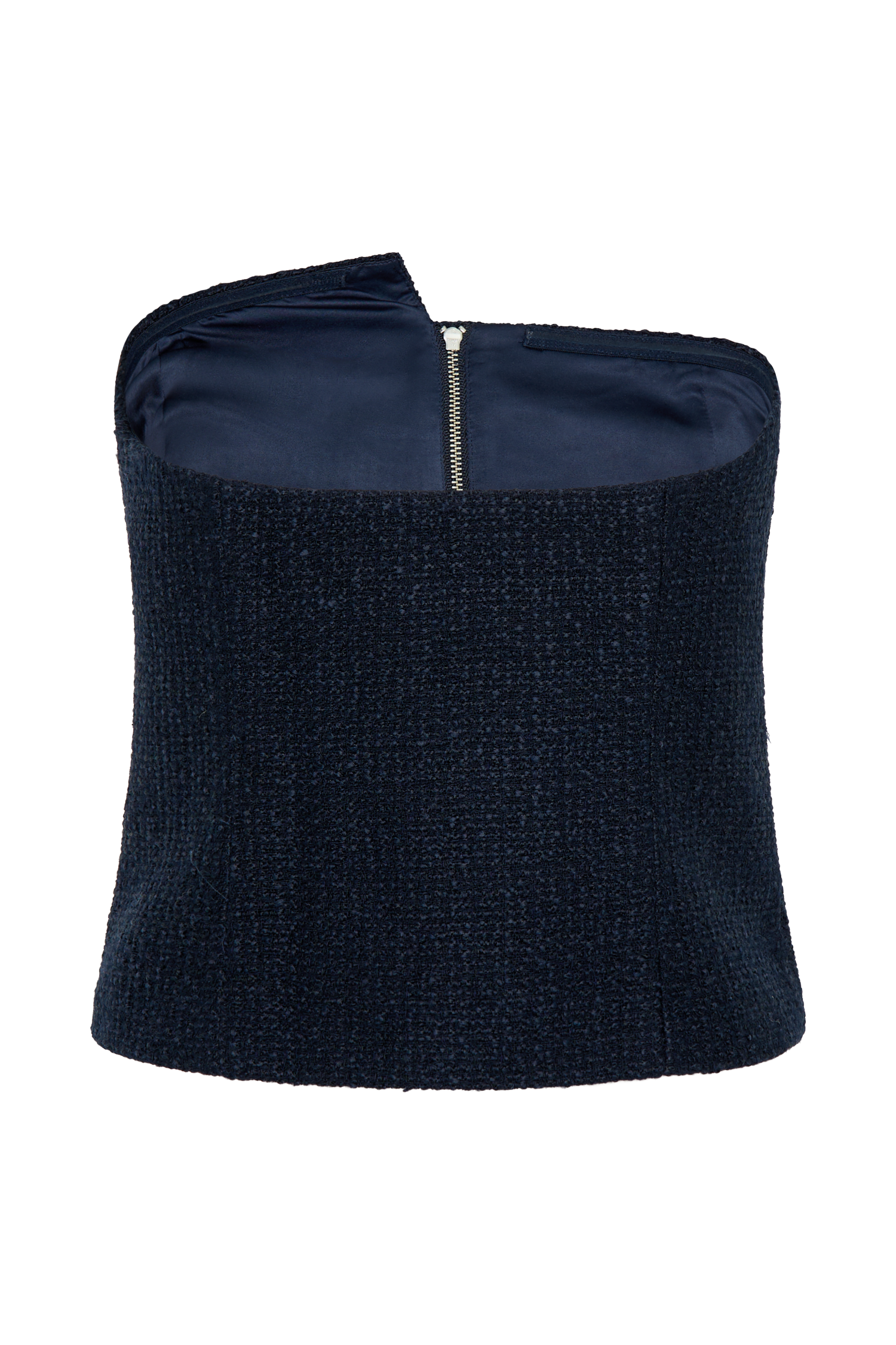 Parker Boucle Strapless Asymmetric Top - Midnight Blue、mySite、solidvoid