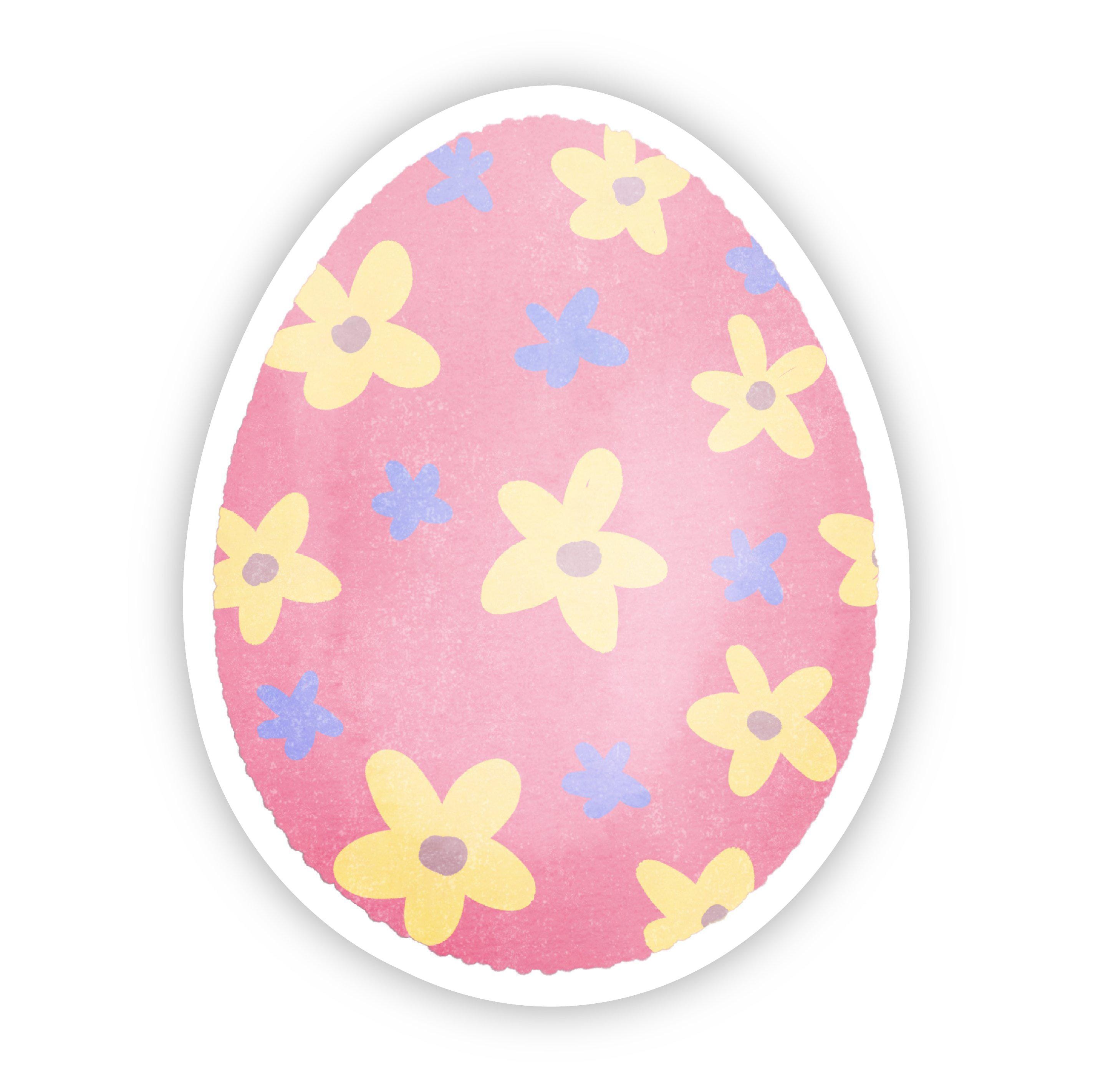  Pink Egg with Flowers Easter Sticker、mySite、elrpsem3k