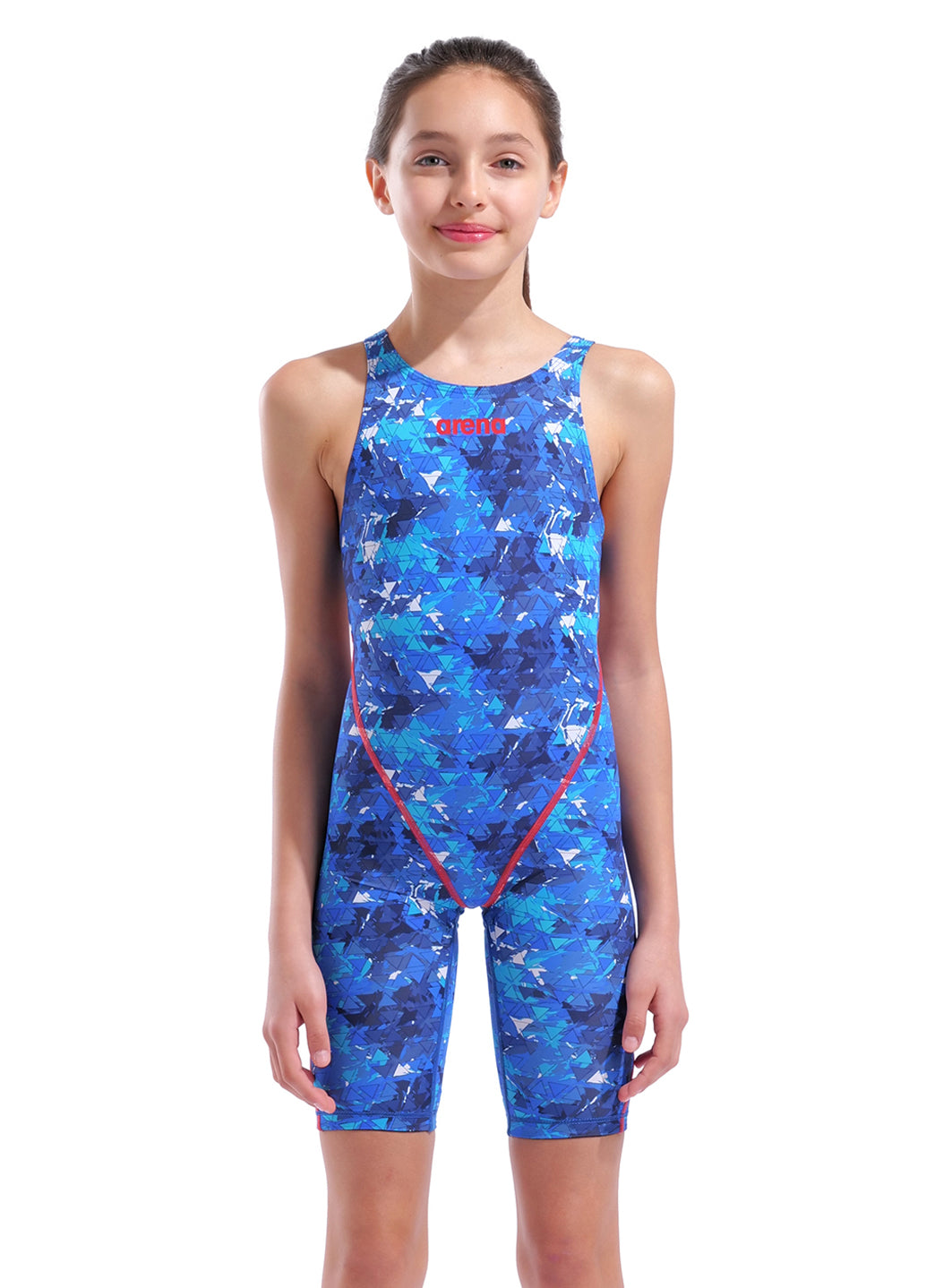 Arena Girls' Powerskin Splash Multicolors ST Next LE Open Back Tech Suit Swimsuit、mySite、noshort