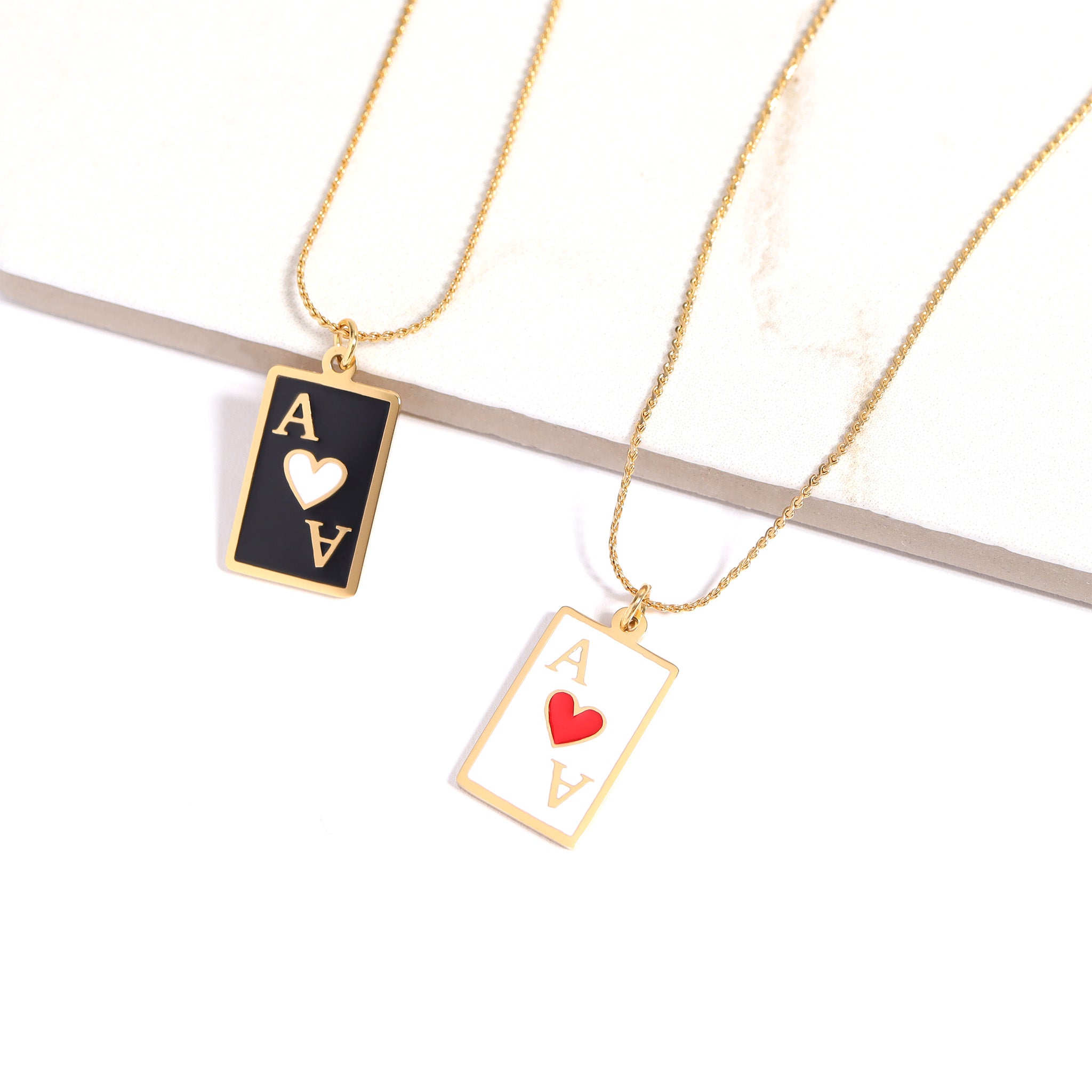 18K Gold PVD Stainless Steel Ace of Hearts Playing Card Pendant / PDL0258、mySite、dreamappss