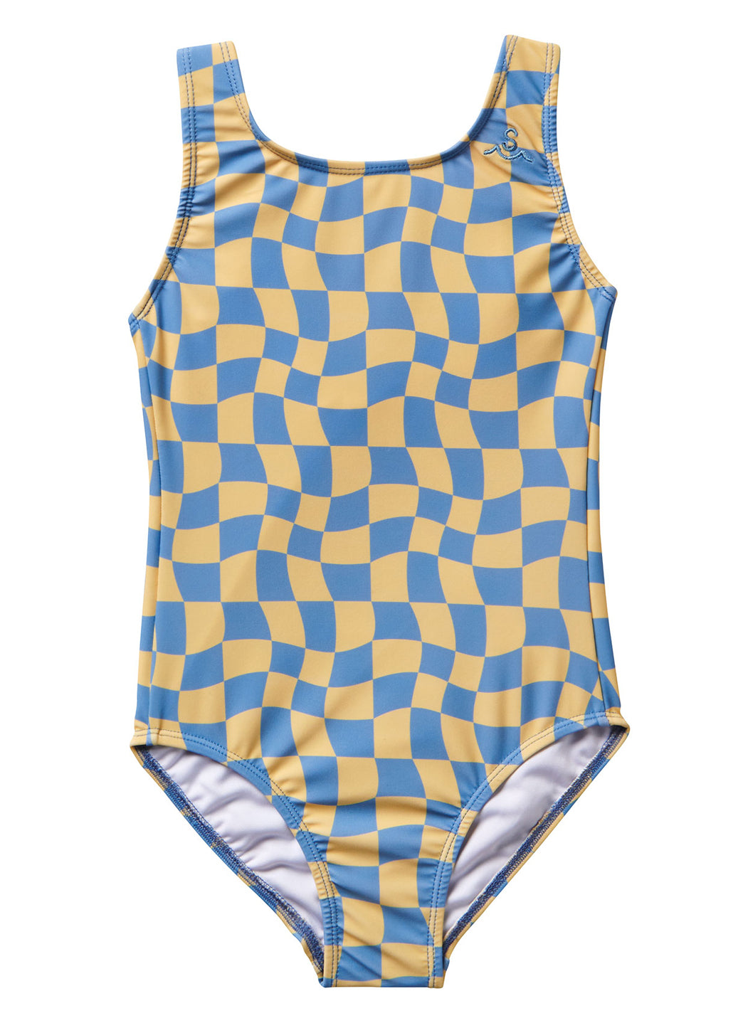 Seaesta Surf Girls' Print Wavy Checks One Piece Swimsuit (Little Kid, Big Kid)、mySite、noshort