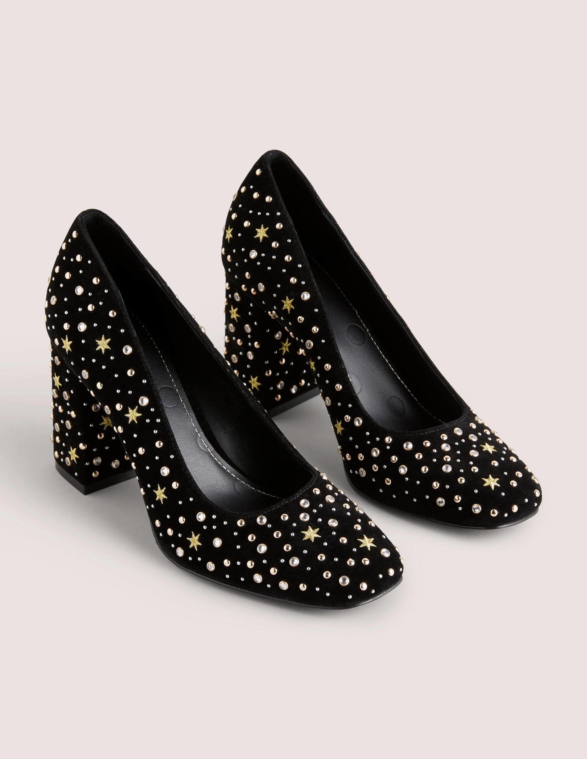  Embroidered Block Heel Courts-Black、mySite、ashleygrahame