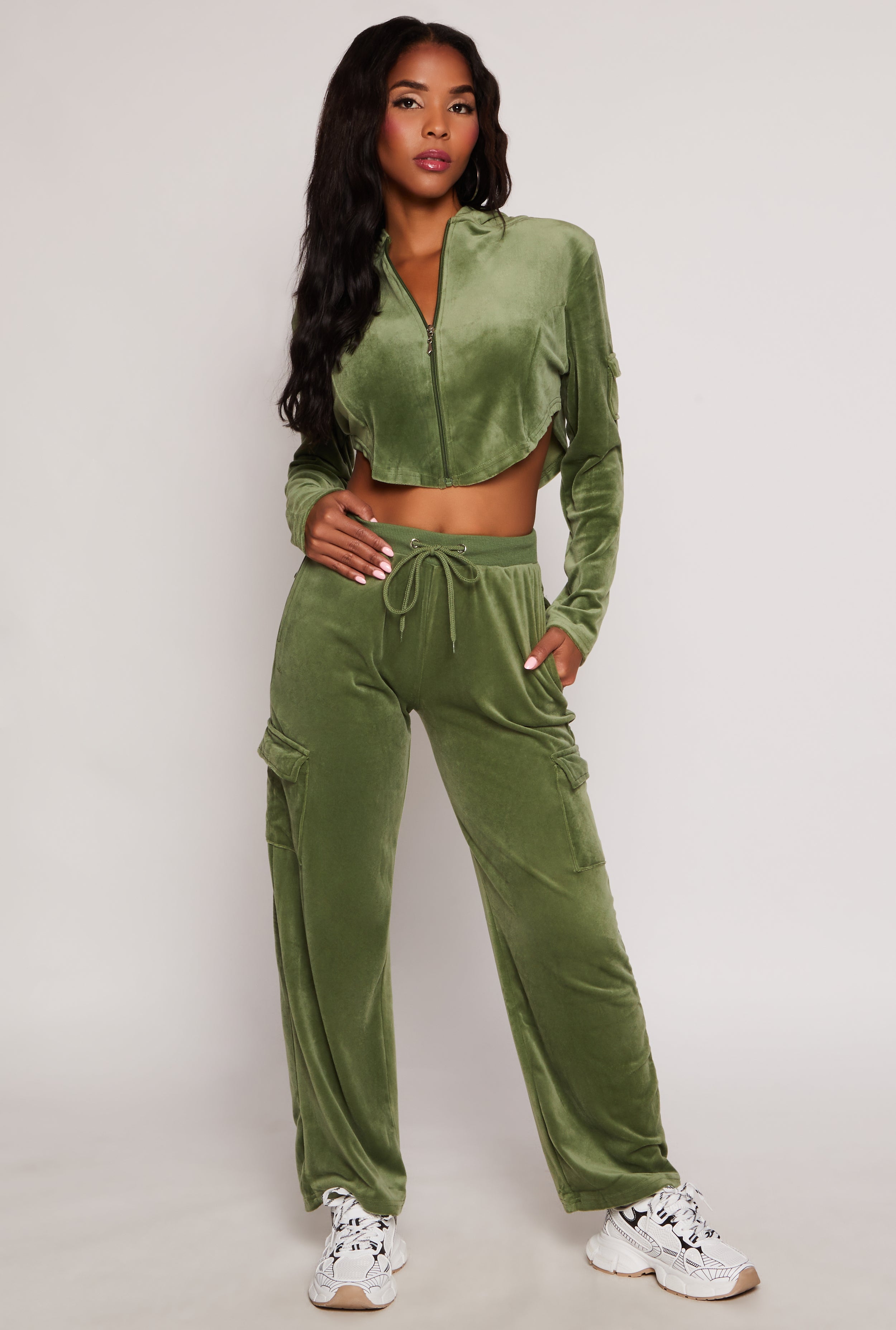 Velour Straight Leg Cargo Sweatpants、mySite、camillekostekn