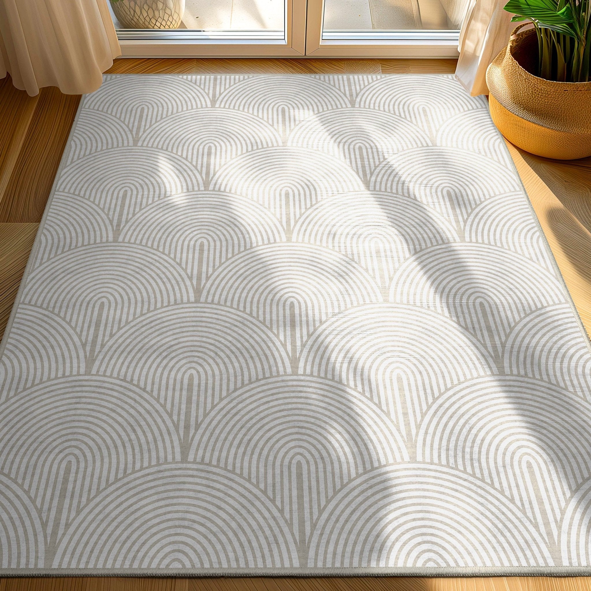 Apollo Echo Arch Pattern Beige Flatwoven Rug – Easy Clean & Durable、mySite、gigharbornorthrealestate