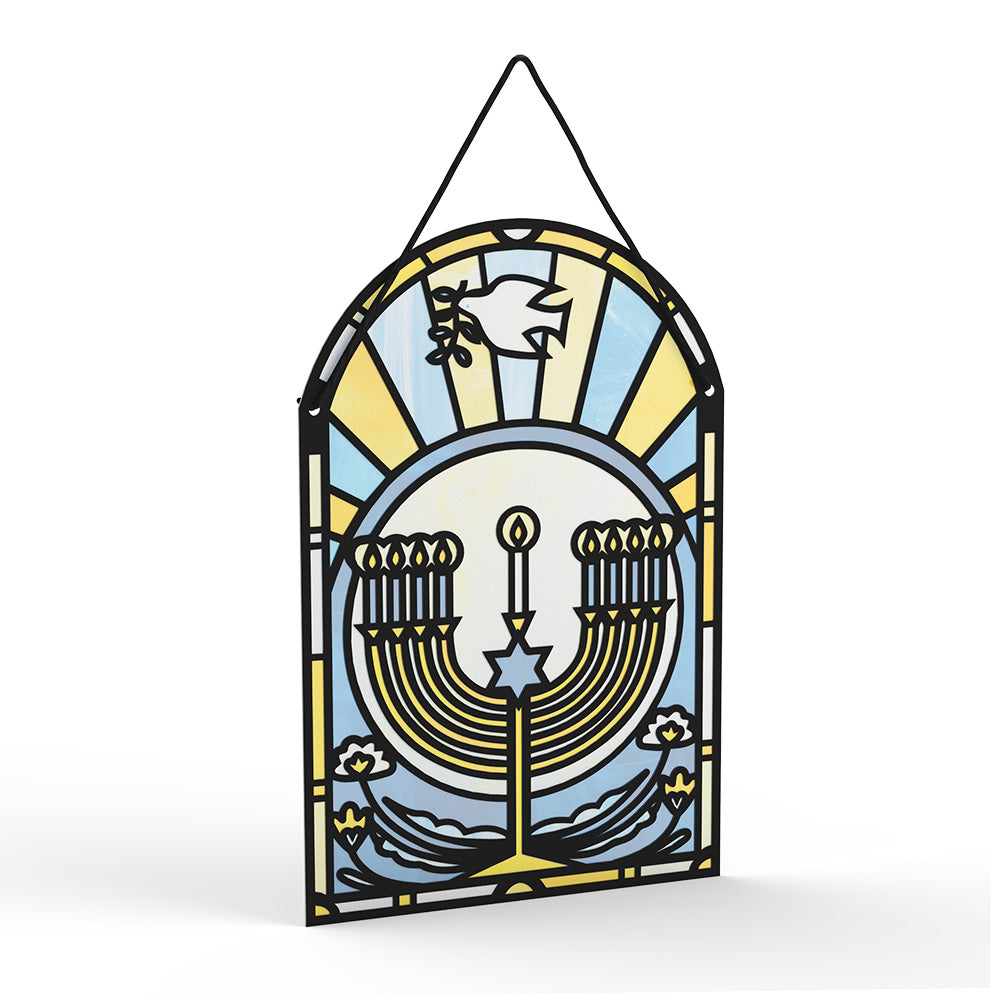 Happy Hanukkah Menorah Suncatcher Card、mySite、solidvoid