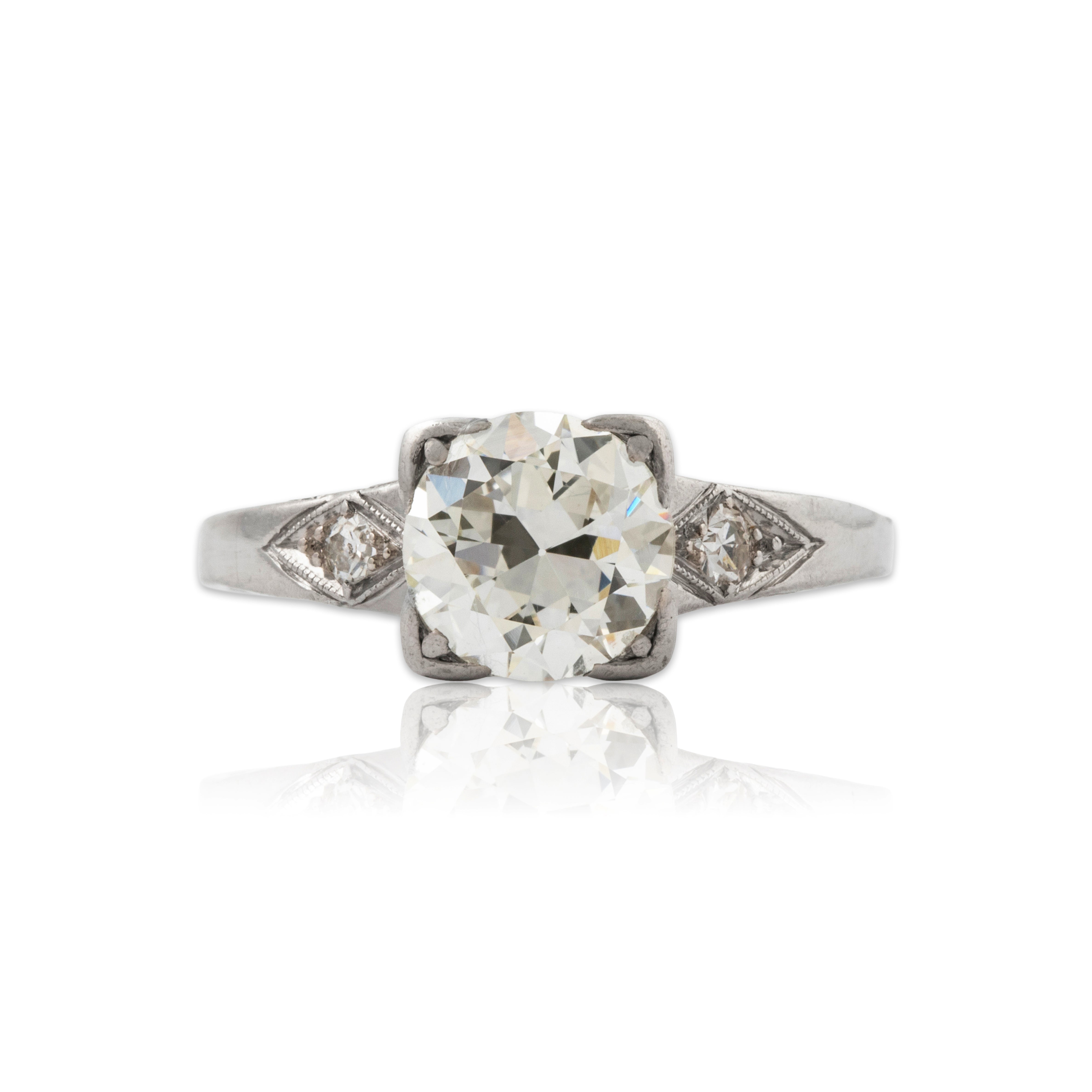 Antique Art Deco Platinum 1.028cttw Old European Diamond Engagement Ring 4.50、mySite、hinf8tx79