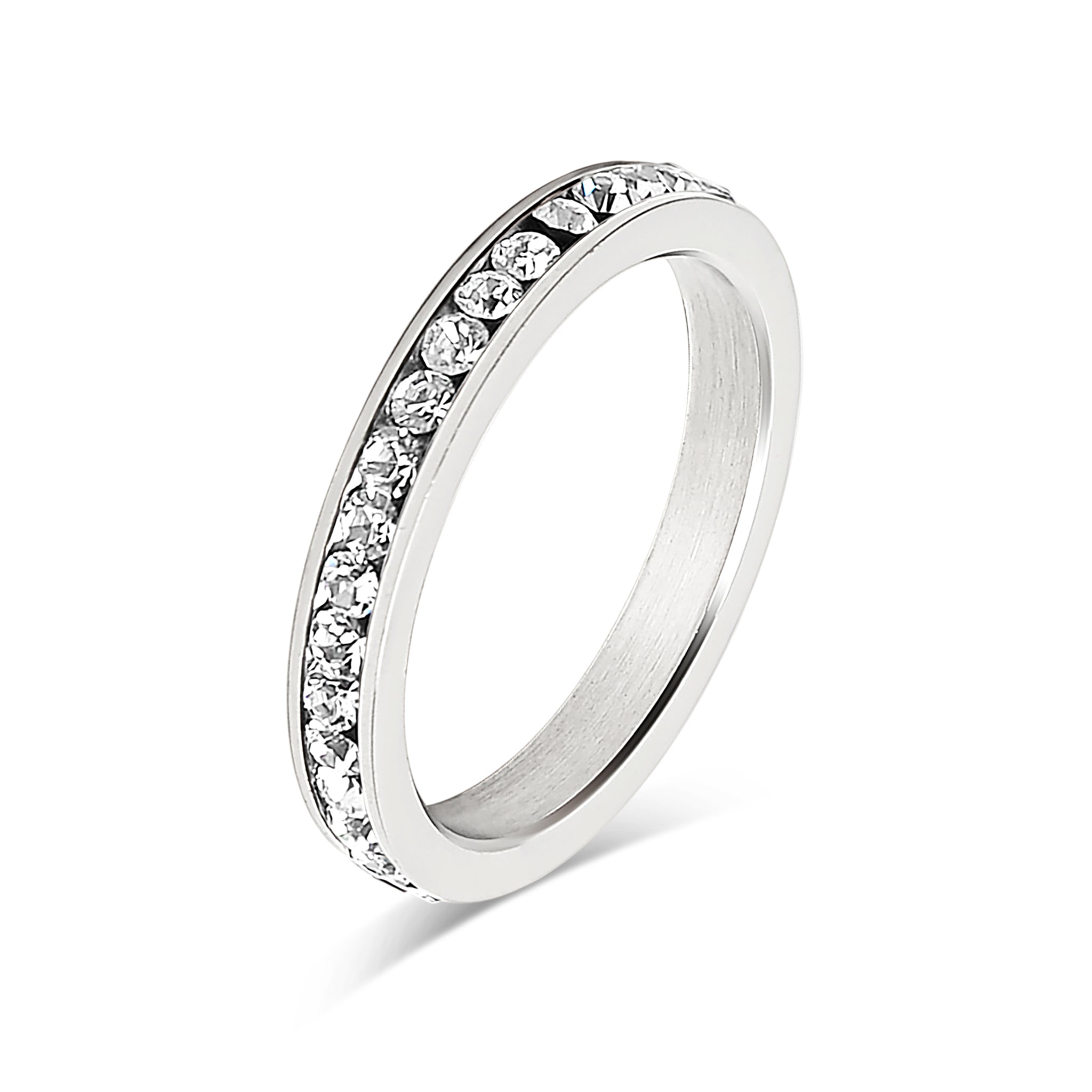 10 Pack - CZ Eternity Stainless Steel Ring - April/Diamond - Size 3 / ETR1000、mySite、dreamappss