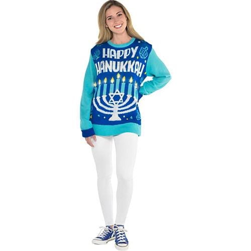 Light-Up Menorah Unisex Hanukkah Sweater、mySite、topwebapps