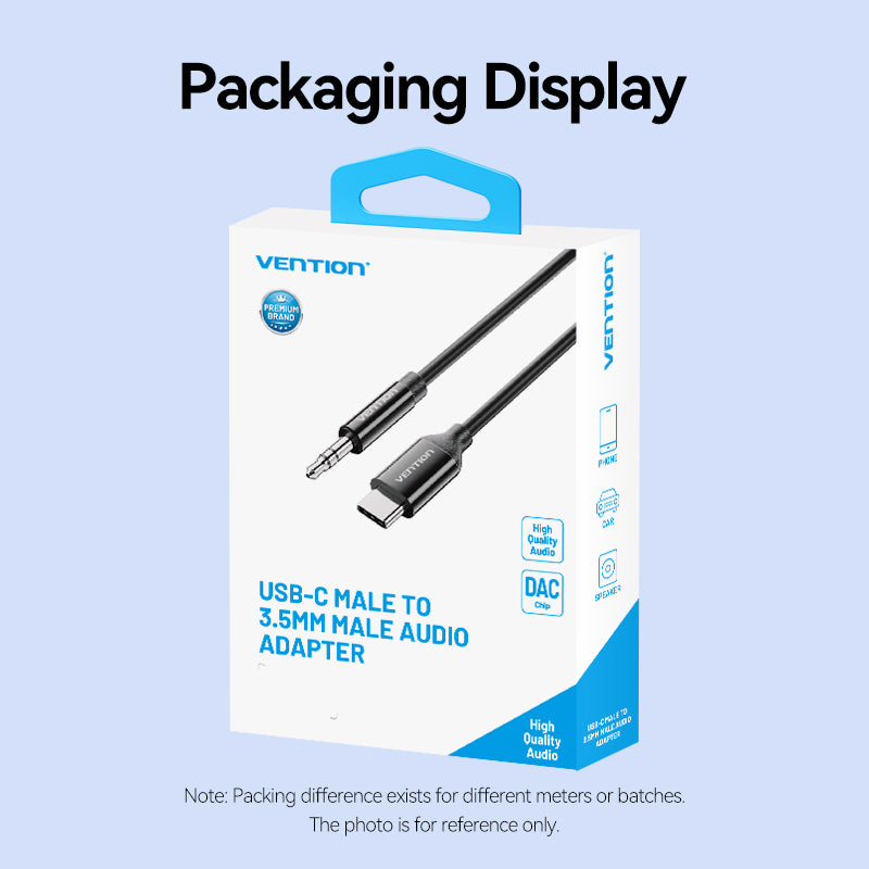 Vention USB-C Male to 3.5mm Male Audio Cable with DAC Adapter ABS Type、mySite、fannypackpong