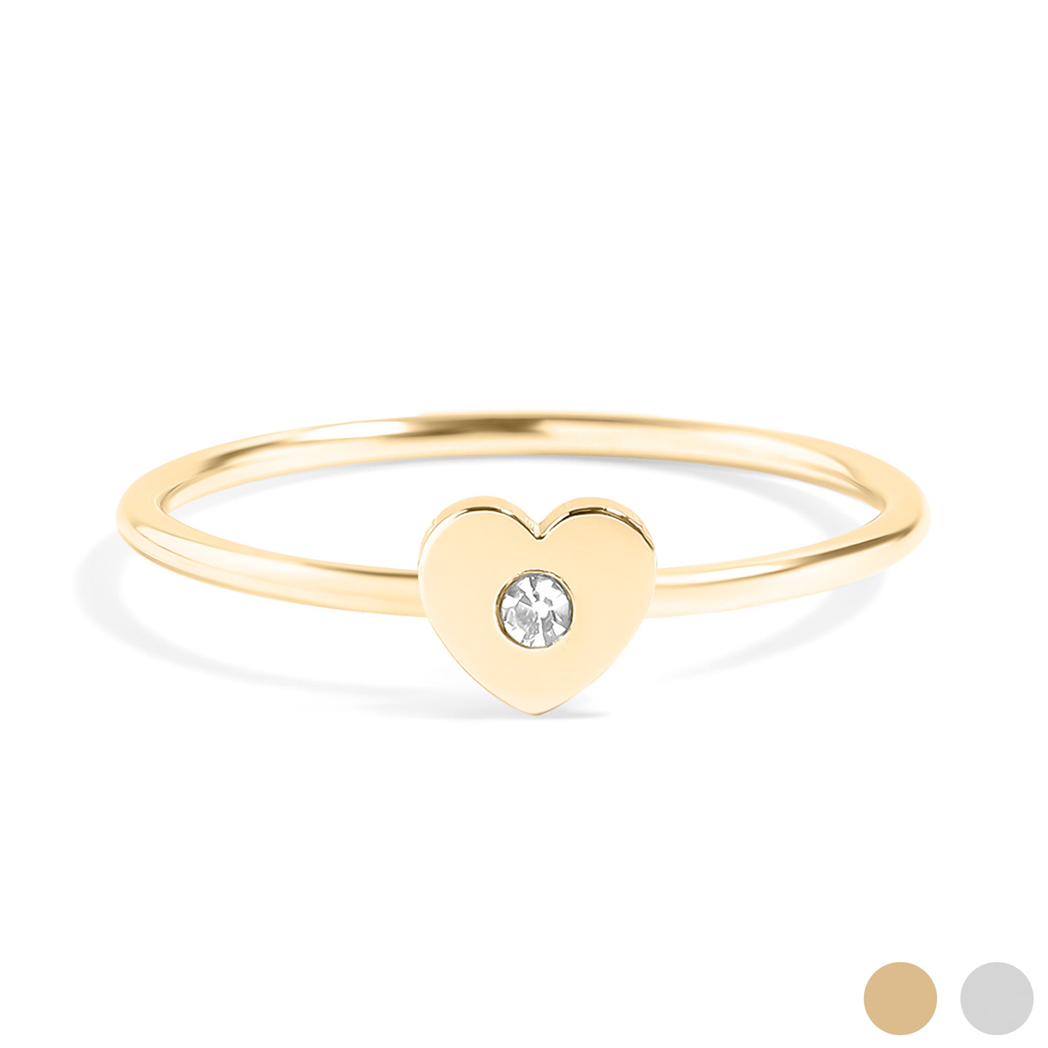 18K Gold PVD Stainless Steel CZ Stone Heart Symbol Ring / ZRJ0005、mySite、dreamappss