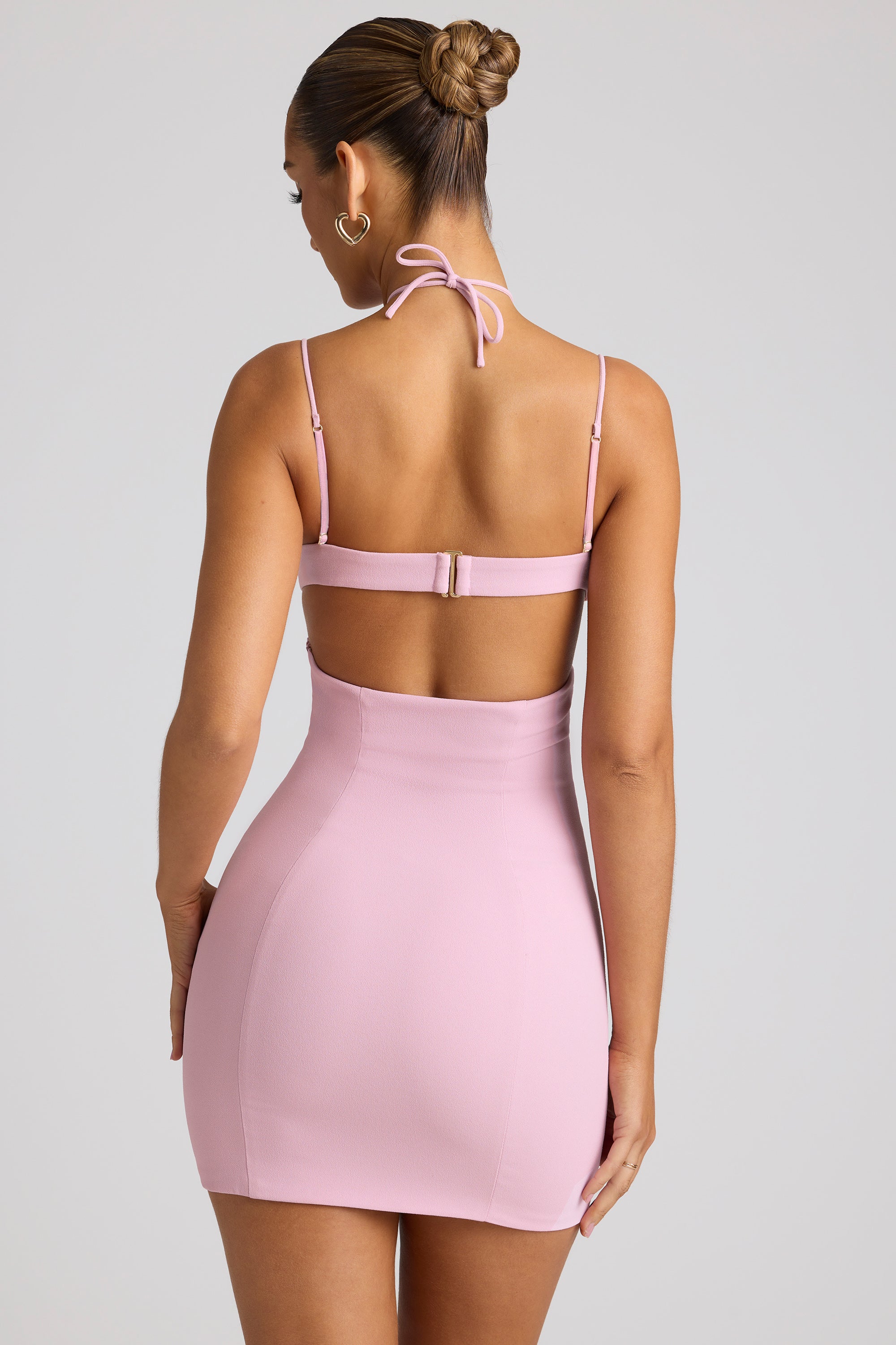 Embellished Heart Cup Detail Mini Dress in Soft Pink、mySite、solidvoid